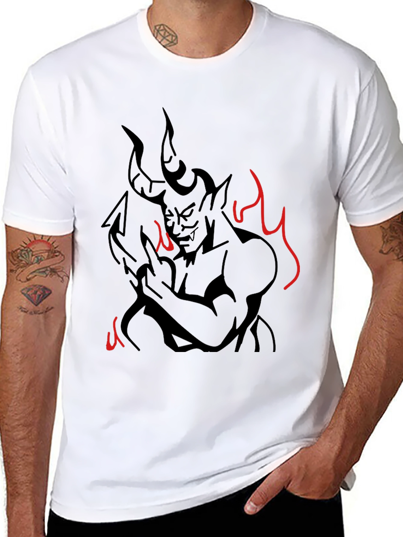 Devil Graphic Print T-Shirt - Mens Black Tee