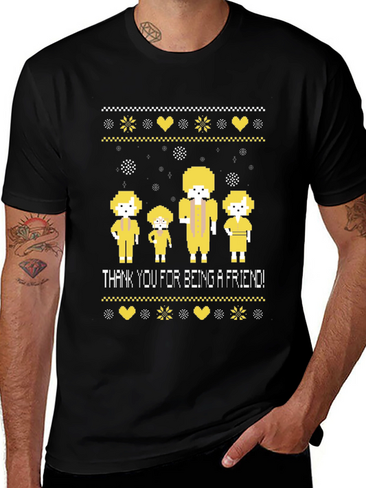 Golden Girls Pixel Art Thank You For Being A Friend Black Tee