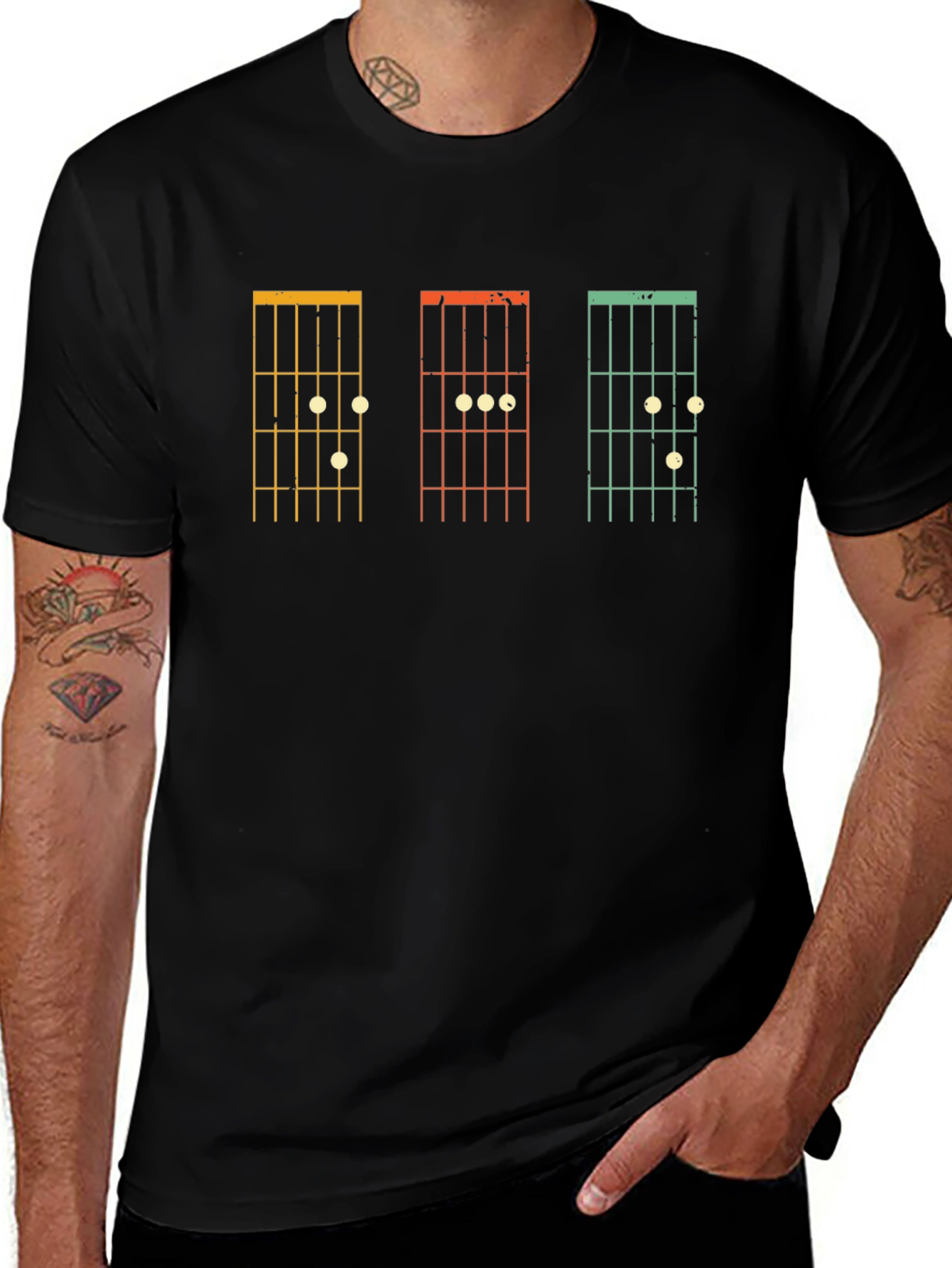 Guitar Chord Diagram Graphic Tee - Black