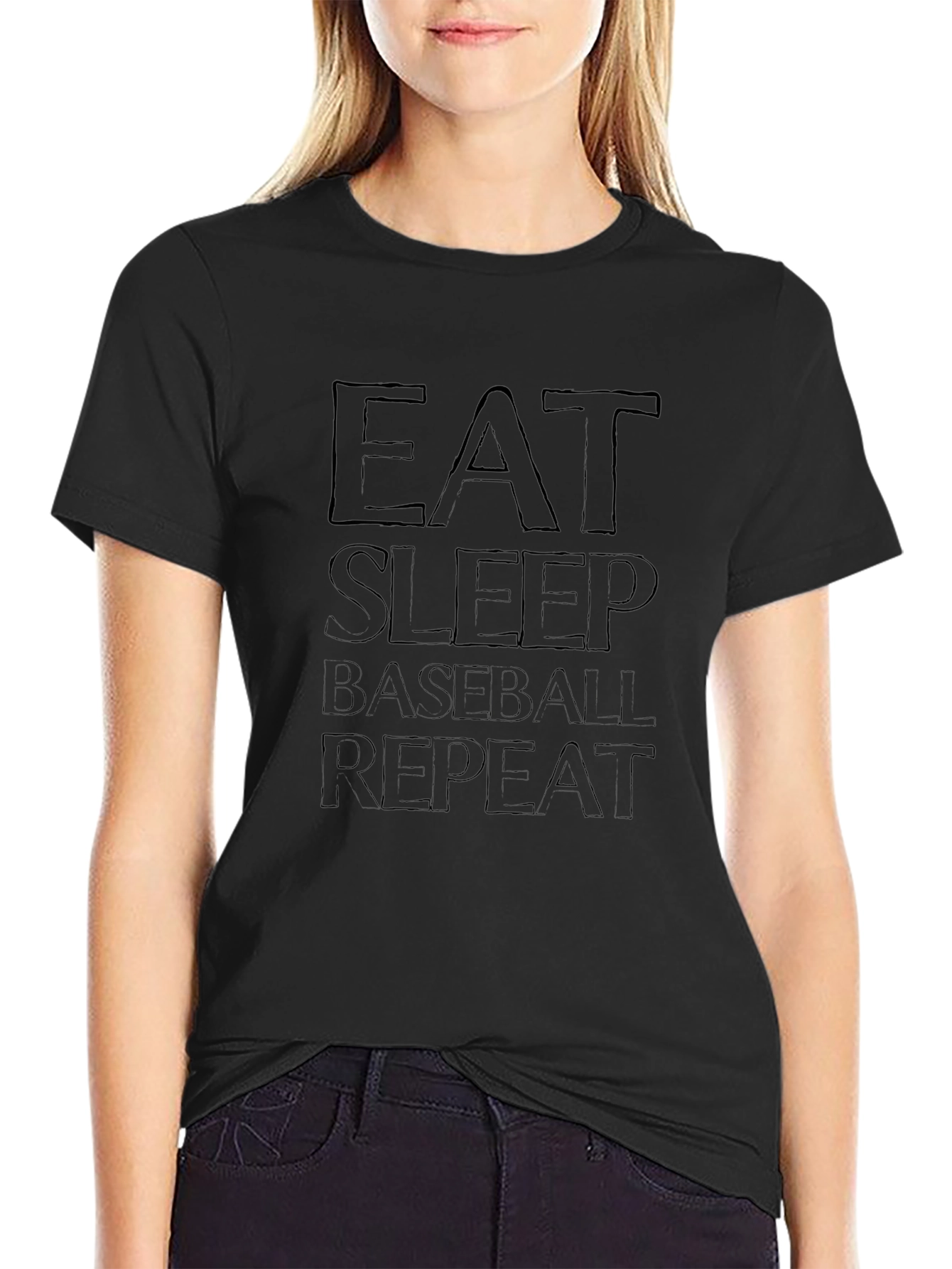Eat Sleep Baseball Repeat Black T-Shirt