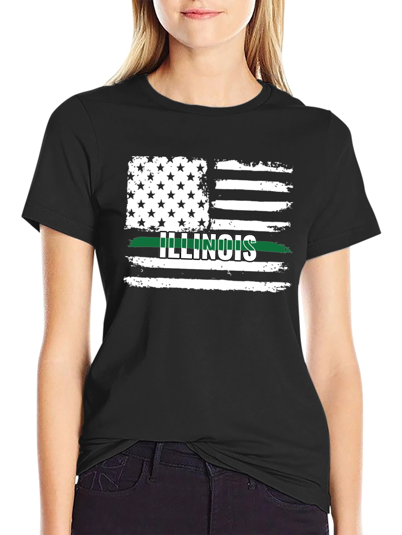 Illinois Flag T-Shirt - Thin Green Line
