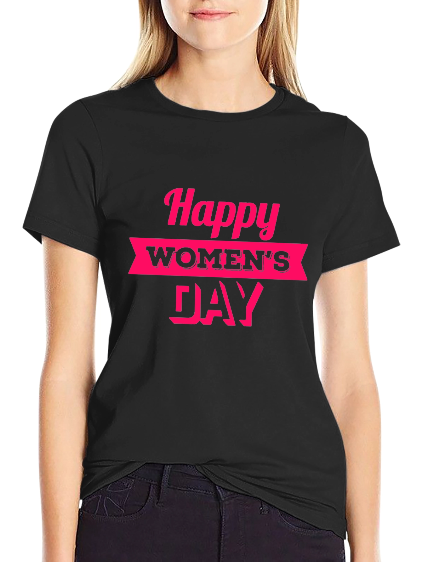 Happy Womens Day Graphic Tee - Black