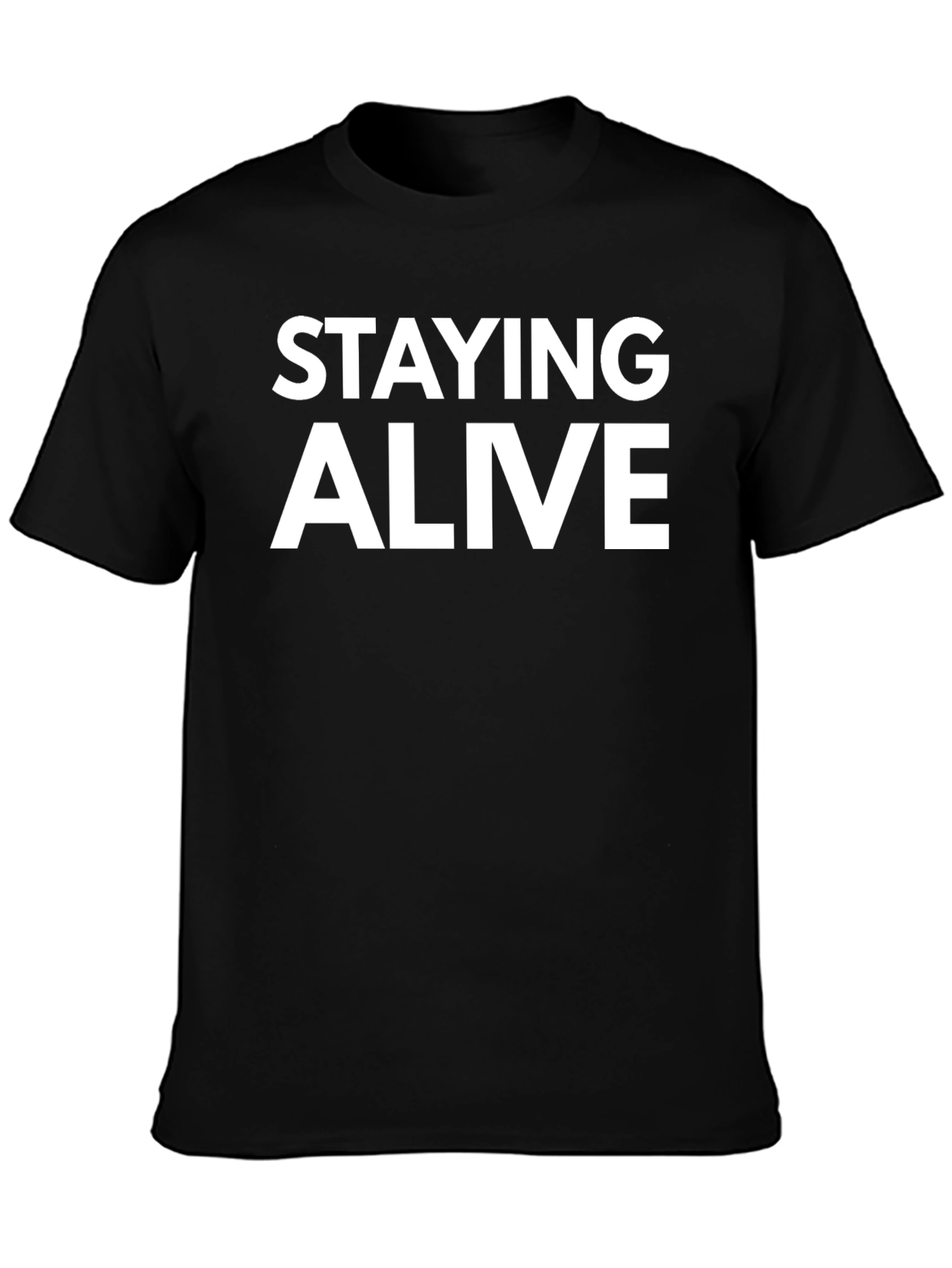 Staying Alive Graphic Tee - Black Cotton T-Shirt