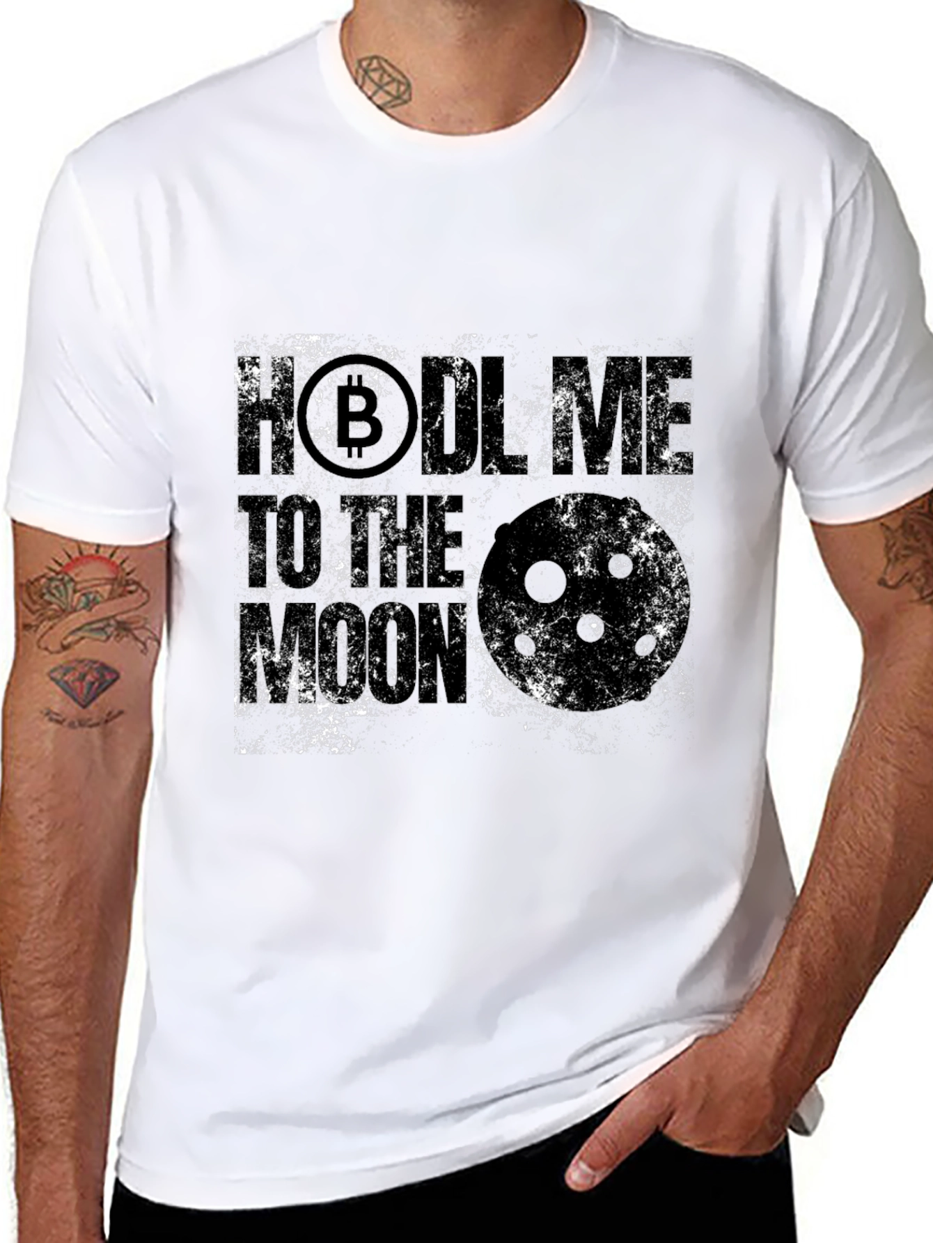 Bitcoin Crypto Distressed Graphic Black T-Shirt