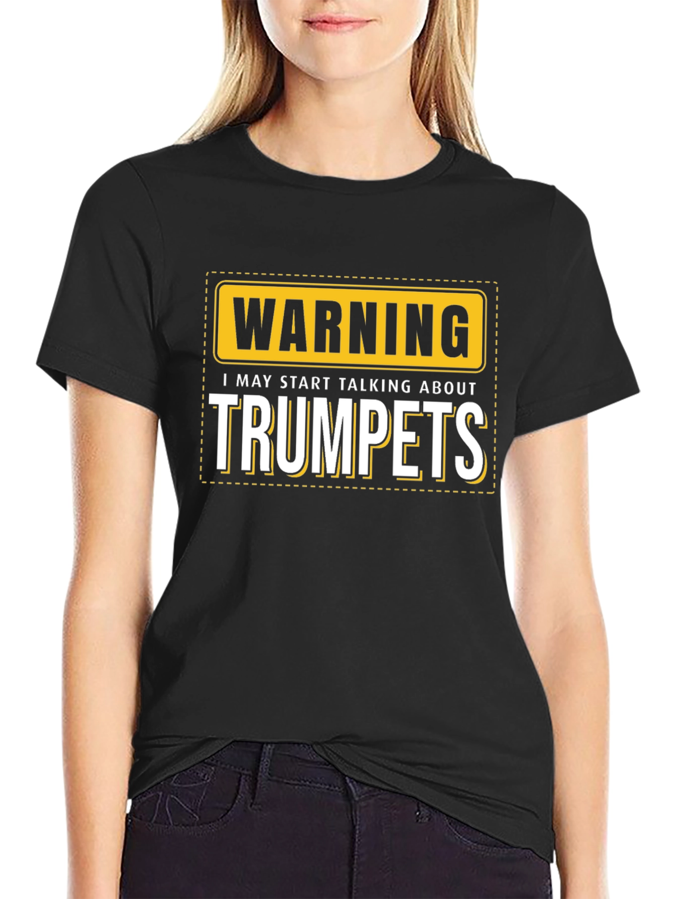 Warning: May Start Talking About Trumpets Black T-Shirt