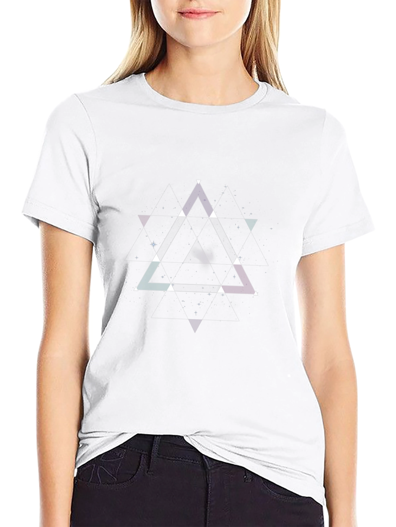 Geometric Triangle Galaxy Black T-Shirt