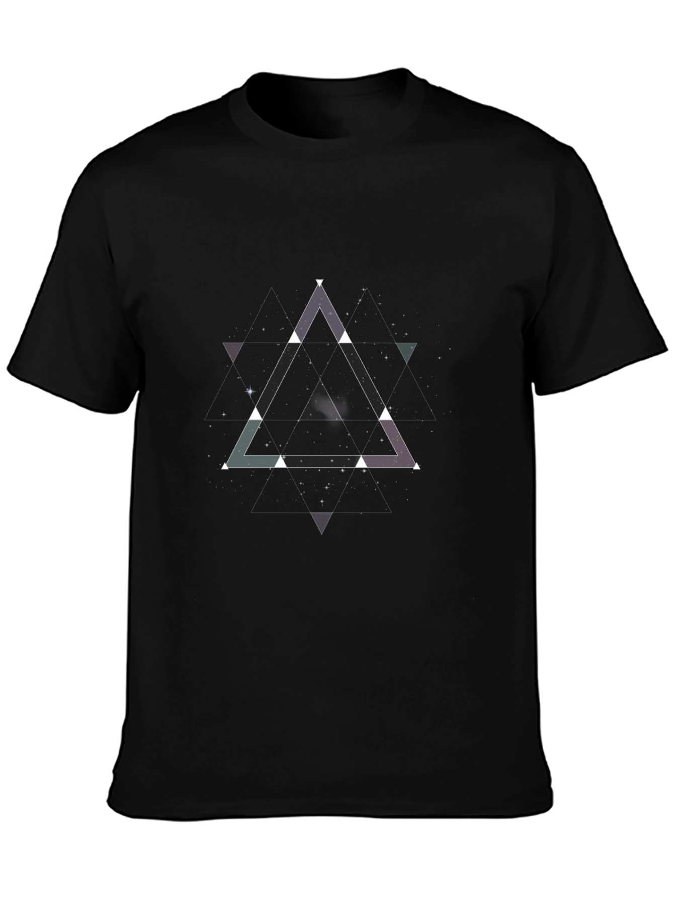 Geometric Triangle Galaxy Black T-Shirt