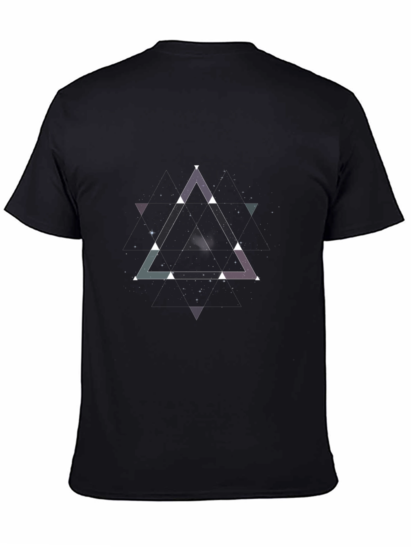 Geometric Triangle Galaxy Black T-Shirt