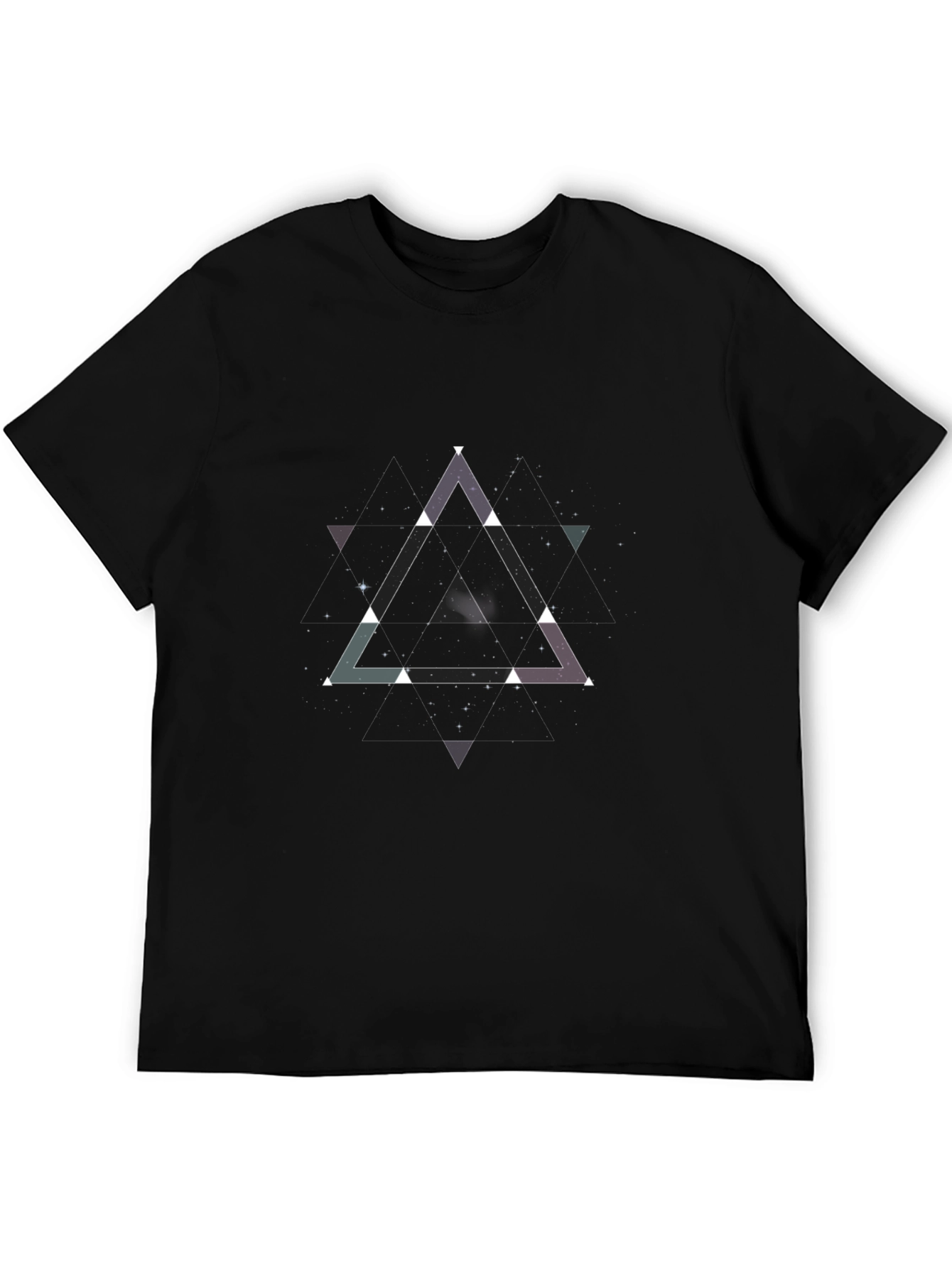 Geometric Triangle Galaxy Black T-Shirt