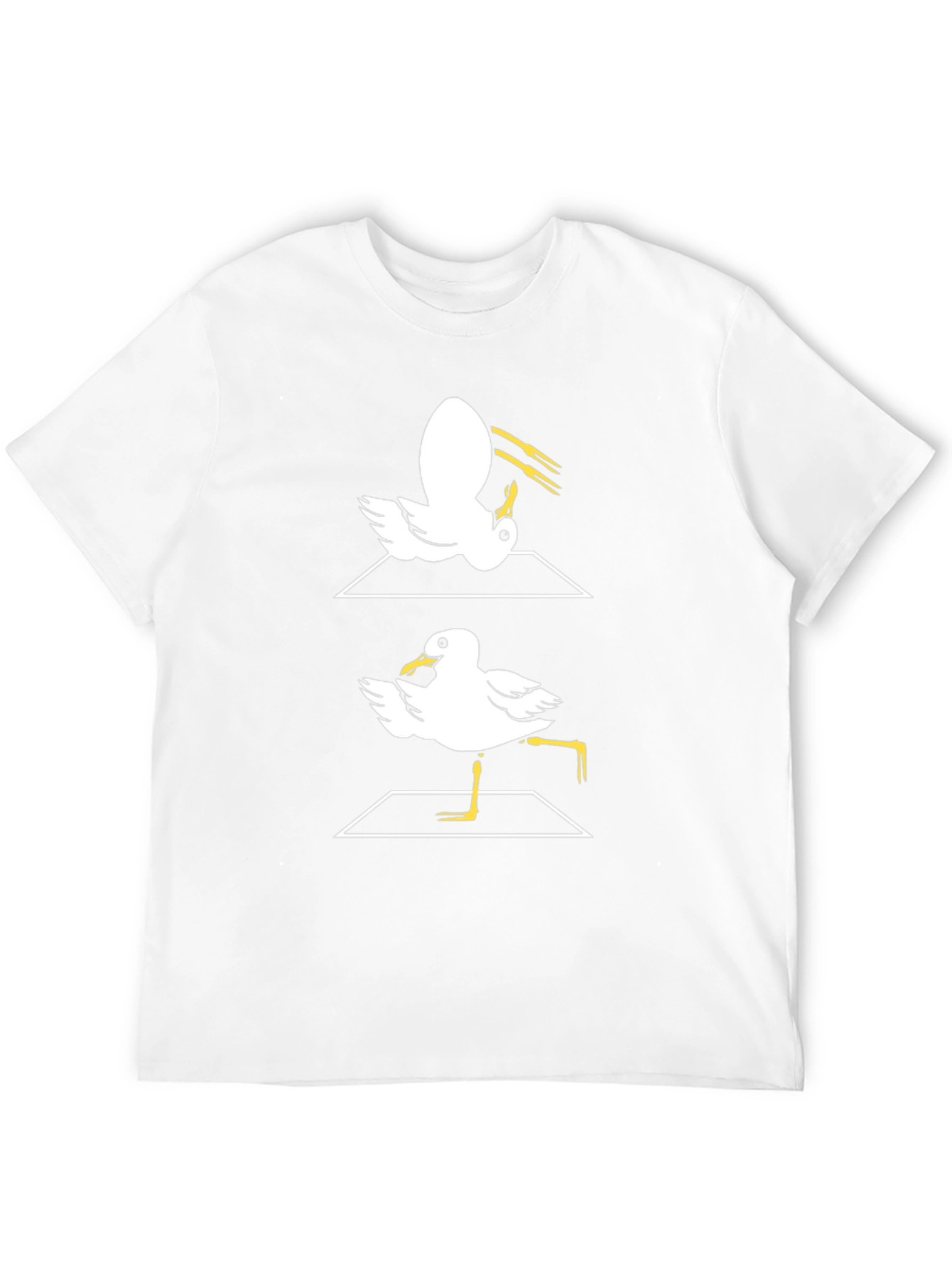 Funny Dancing Seagull Graphic Tee - Black Cotton T-Shirt
