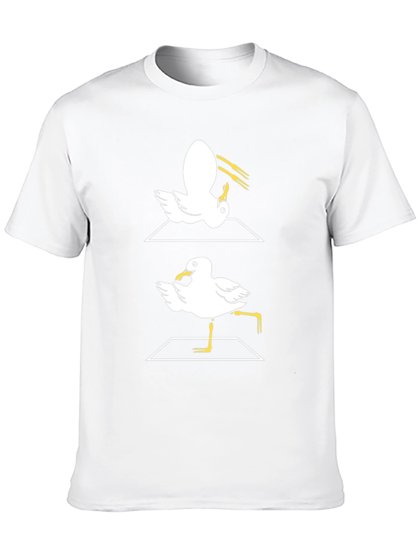 Funny Dancing Seagull Graphic Tee - Black Cotton T-Shirt