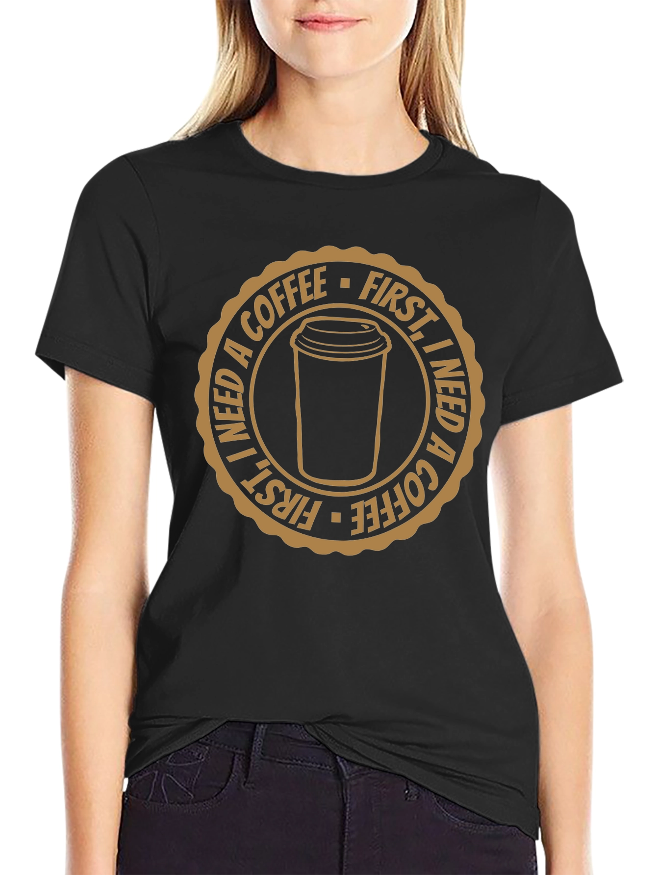 Coffee First Black Graphic T-Shirt