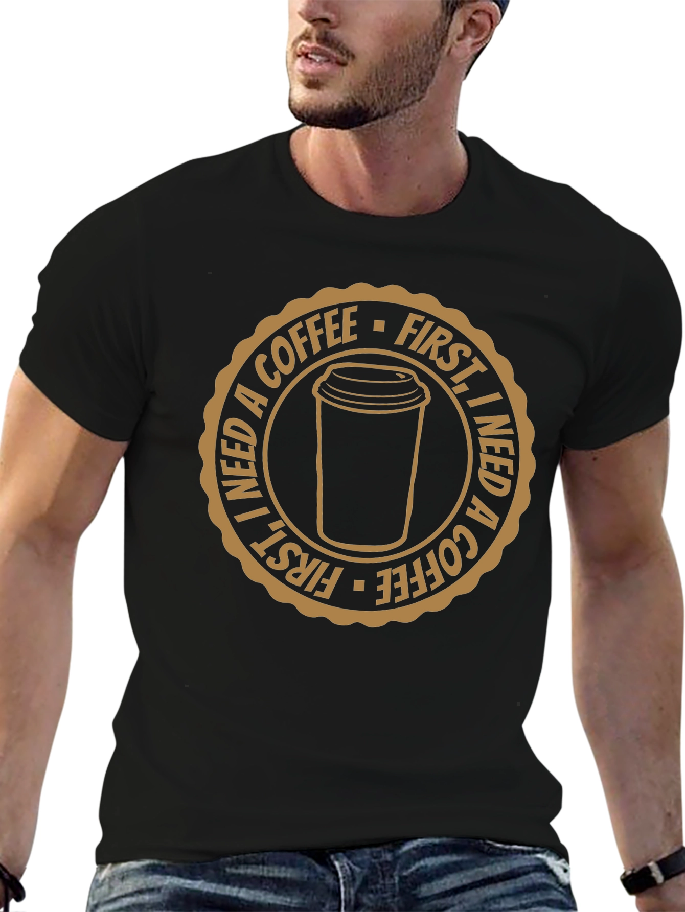 Coffee First Black Graphic T-Shirt