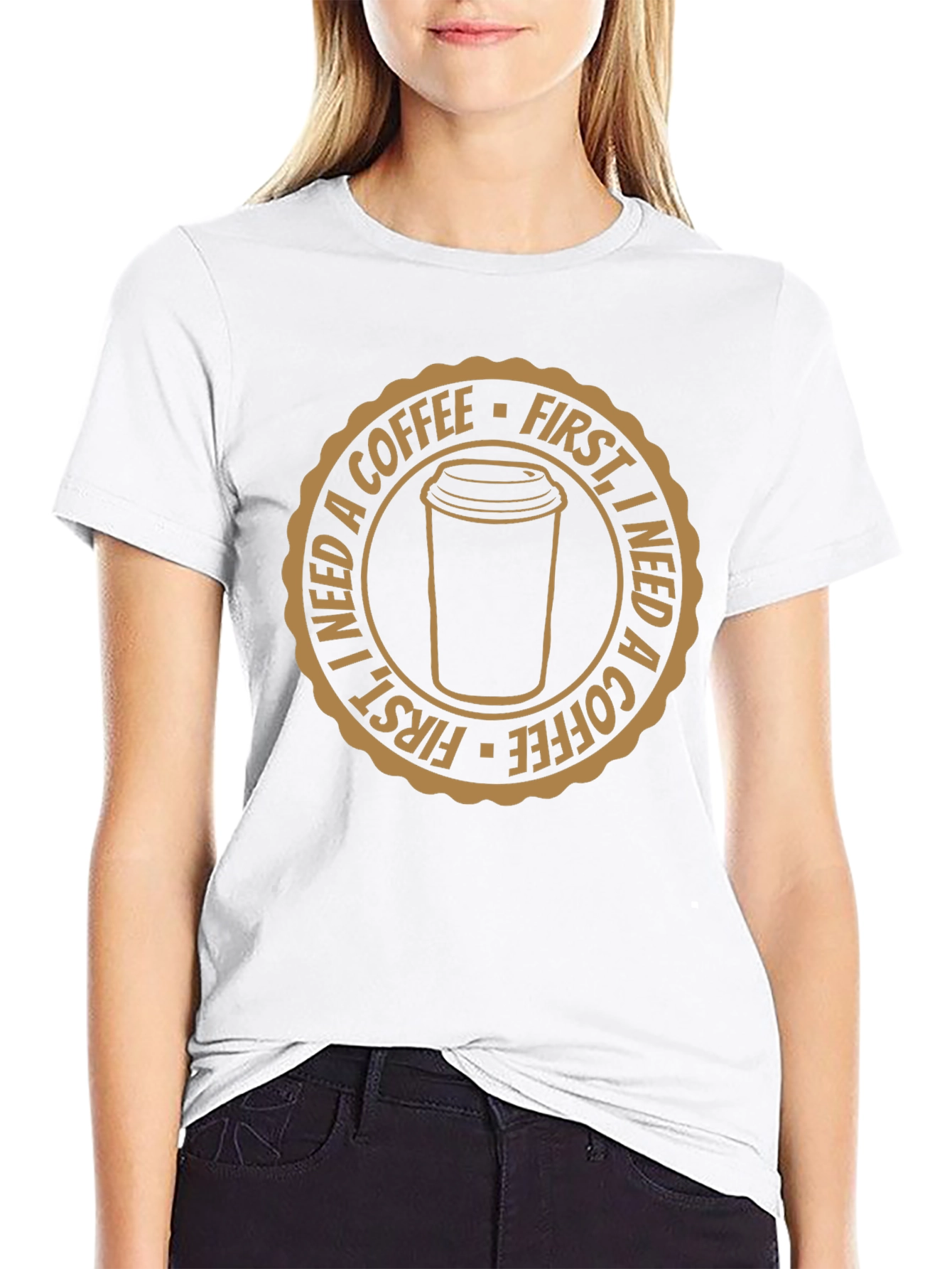 Coffee First Black Graphic T-Shirt