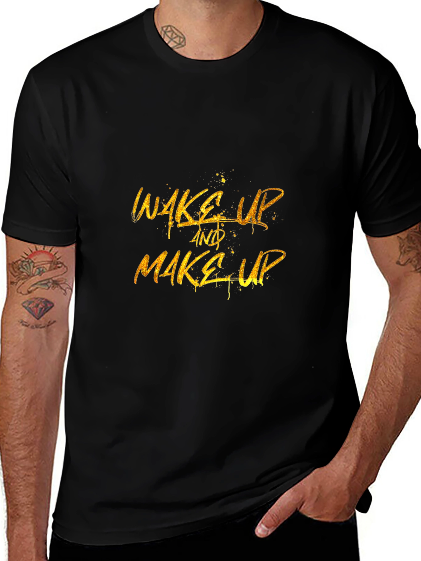 Wake Up & Make Up Black Graphic Tee