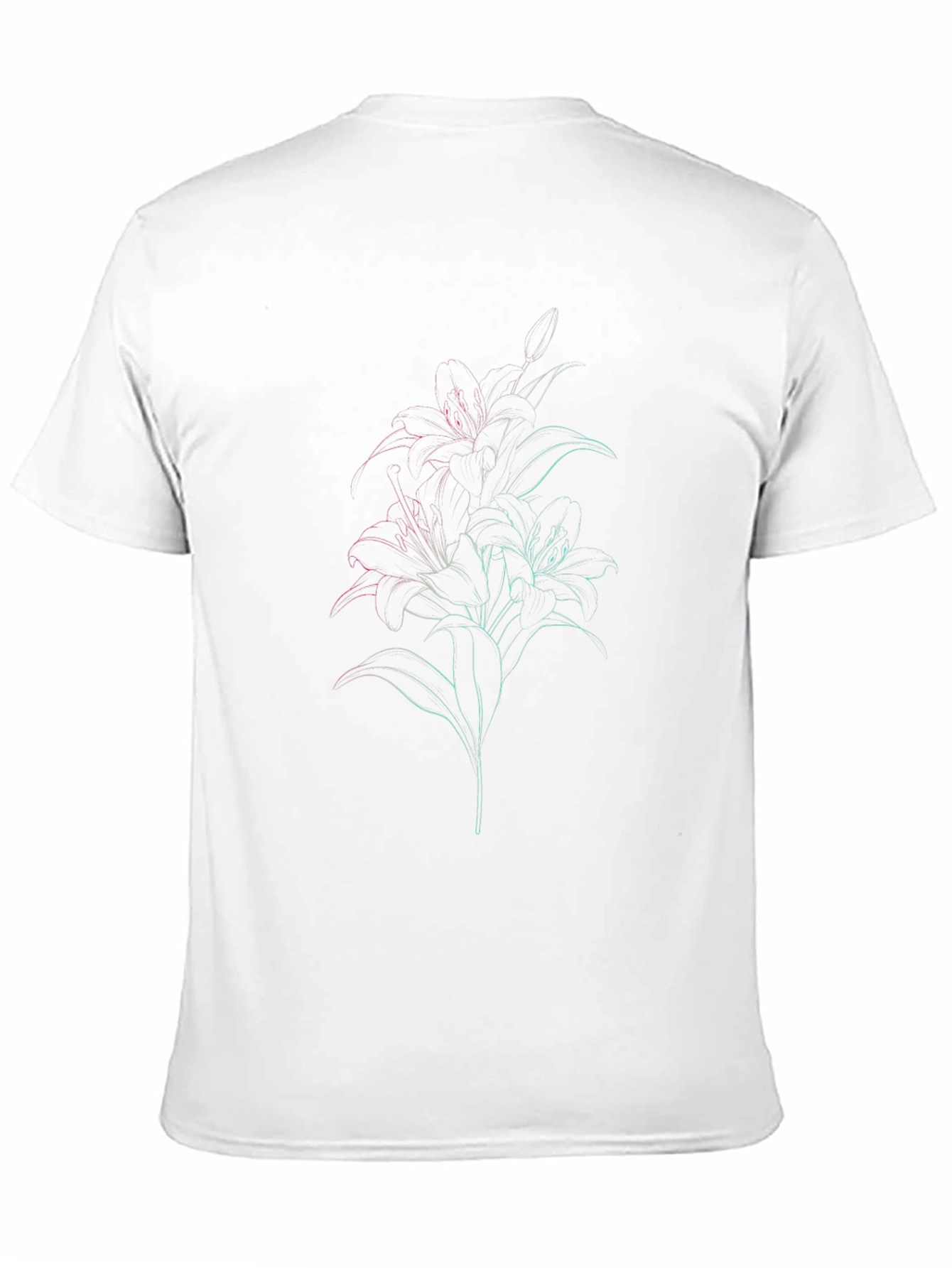 Black T-Shirt with Floral Outline Design