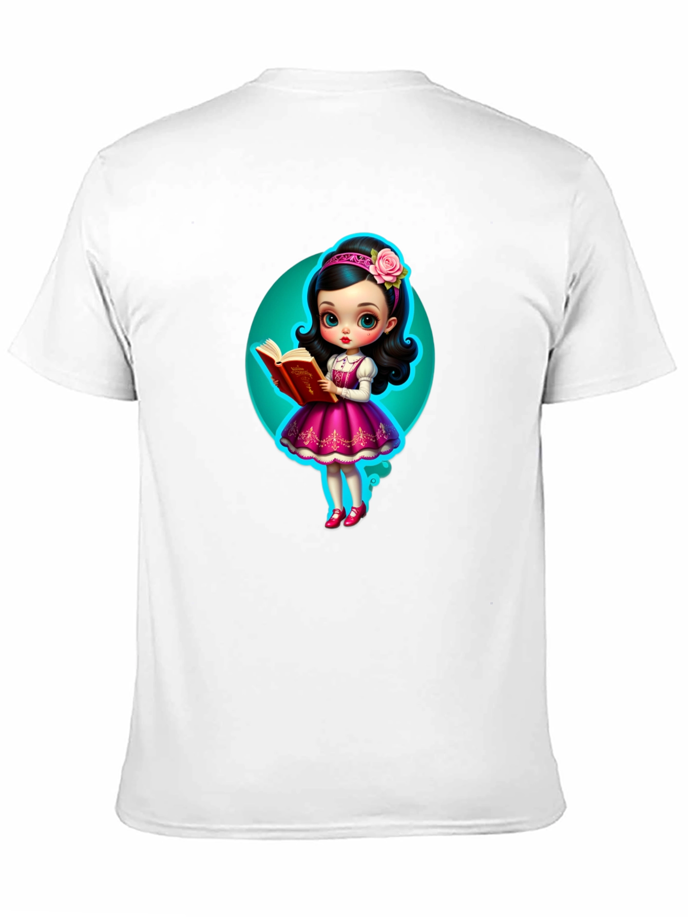 Cartoon Girl Reading Book Graphic Tee