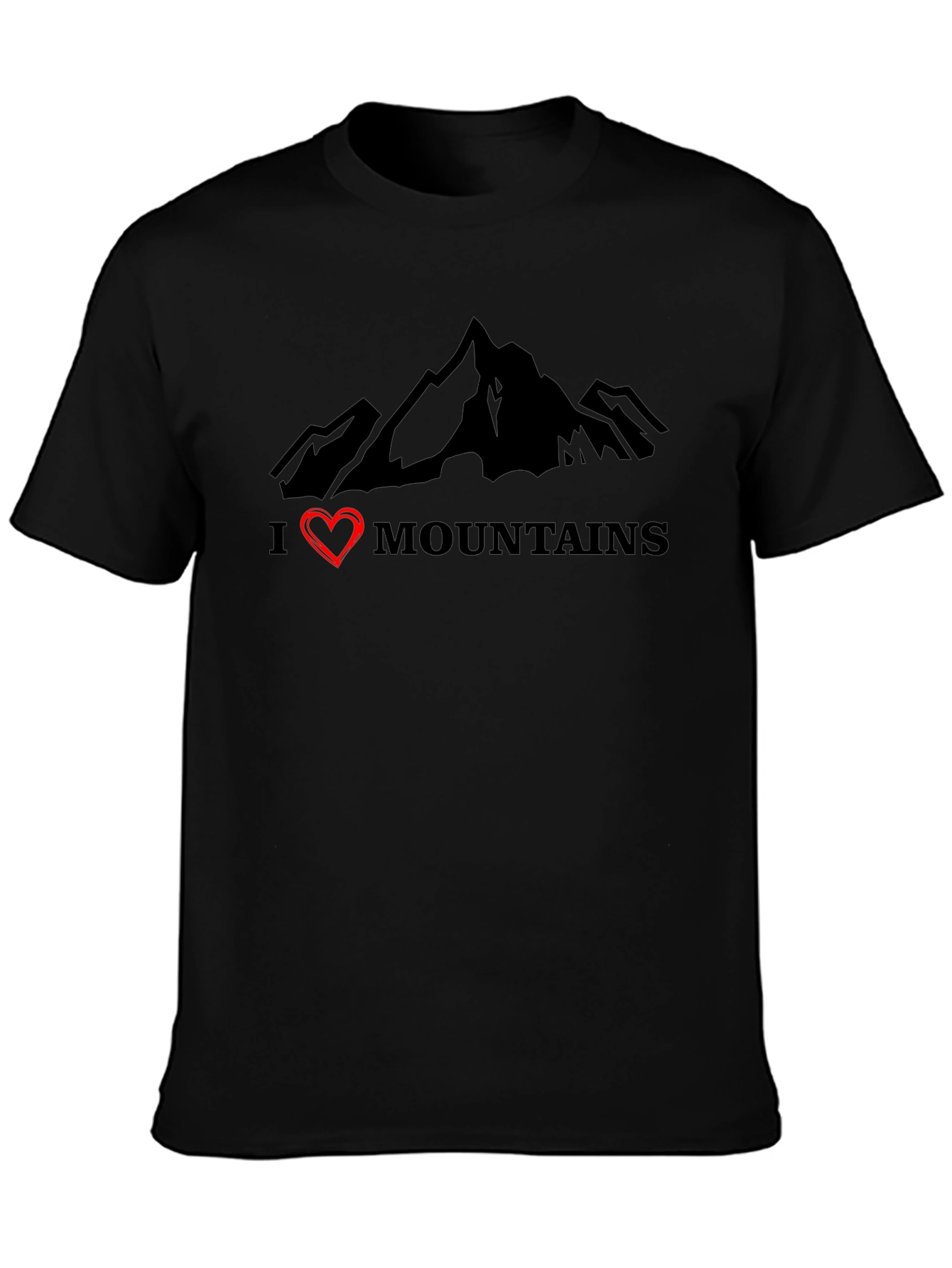 I Heart Mountains Black Graphic T-Shirt