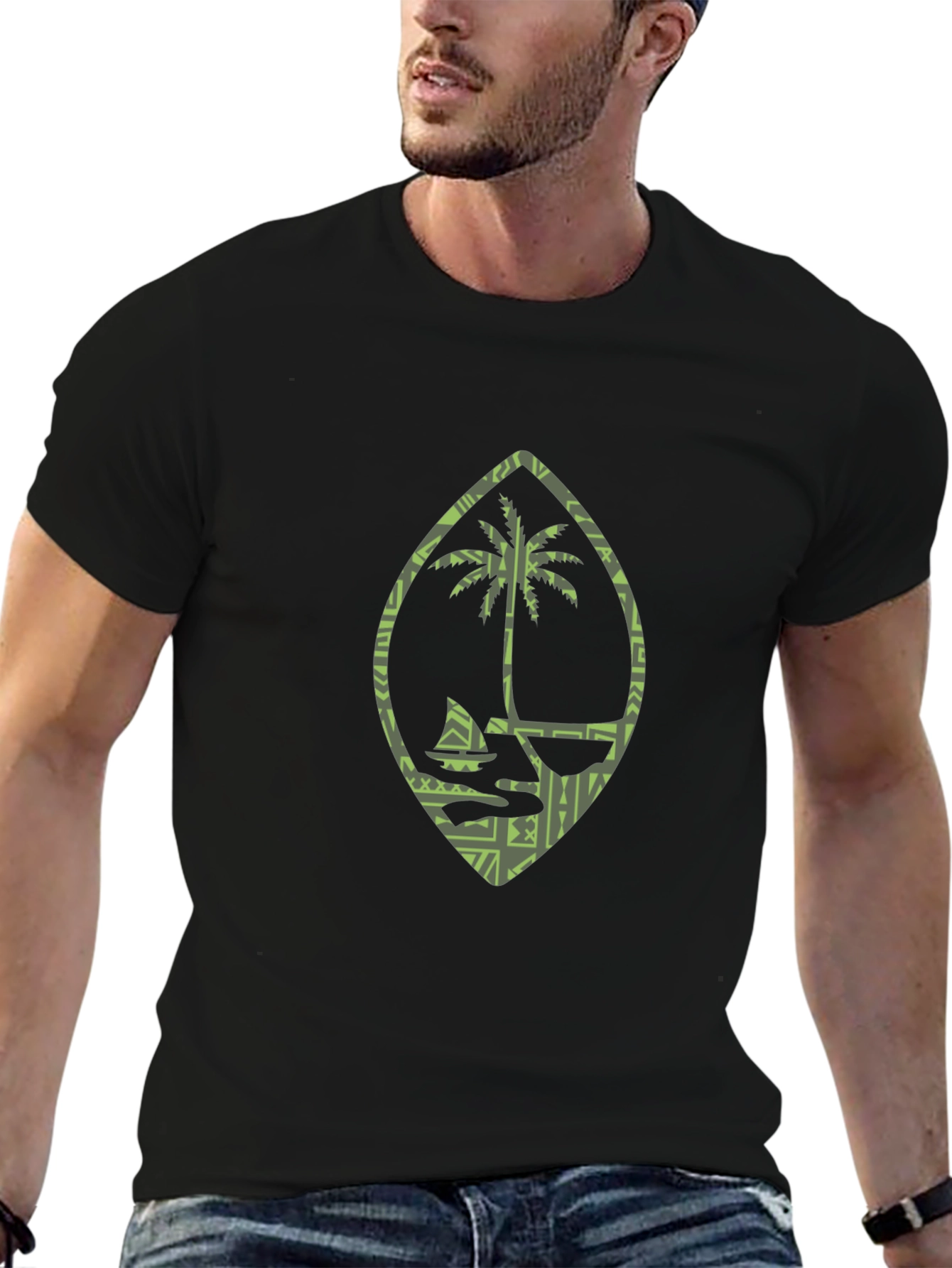 Island Life Tee: Palm Tree Boat Design