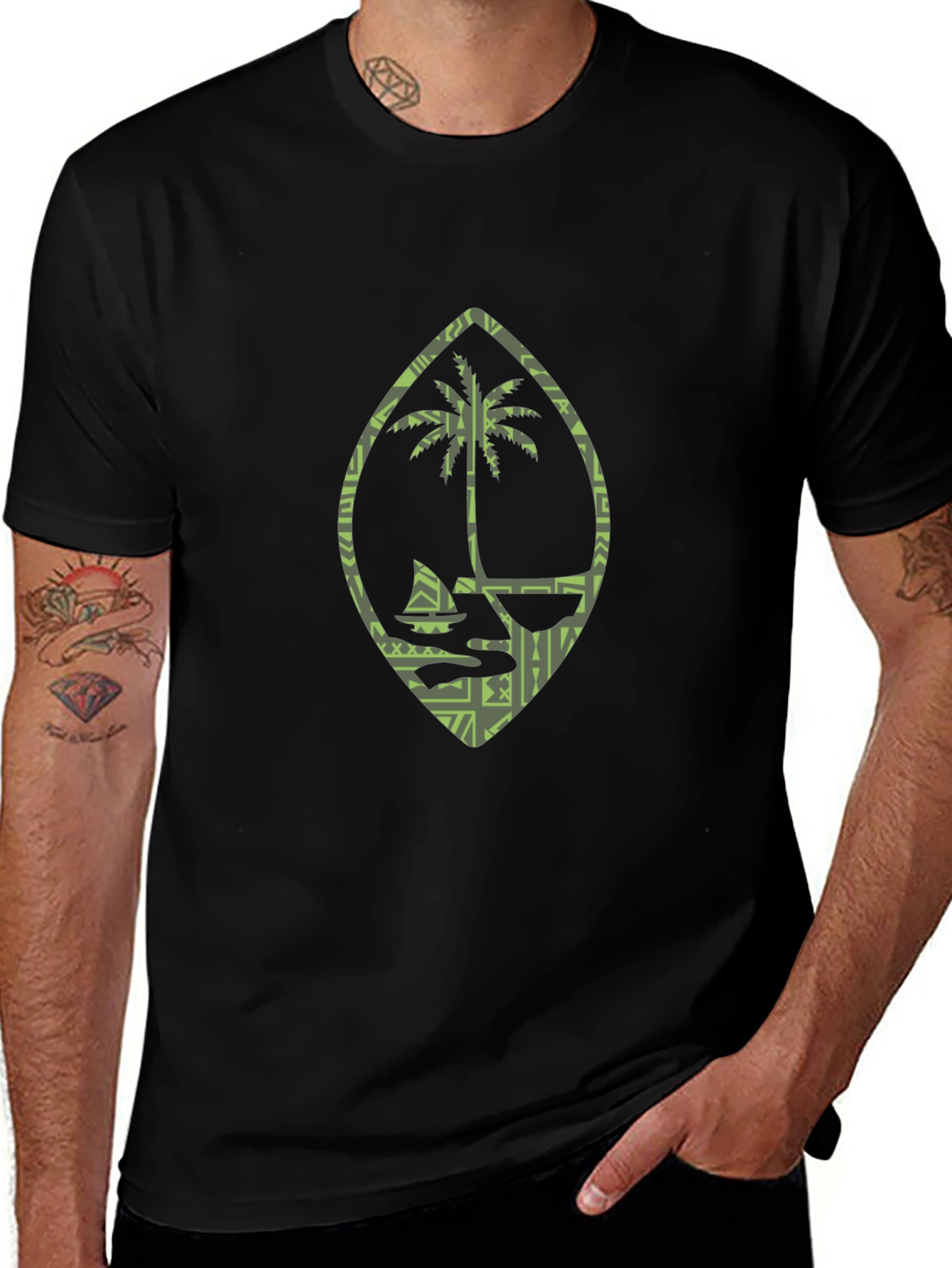 Island Life Tee: Palm Tree Boat Design