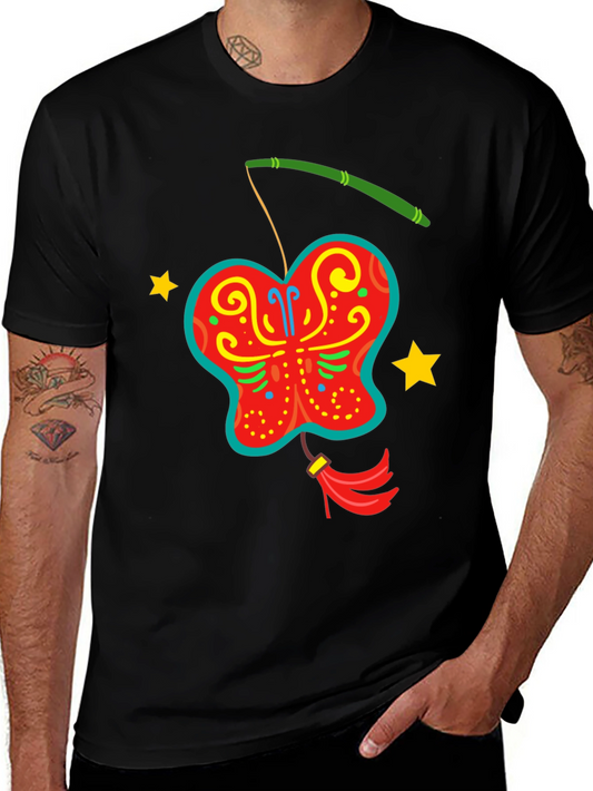 Butterfly Lantern Graphic Tee - Fun Festive Design
