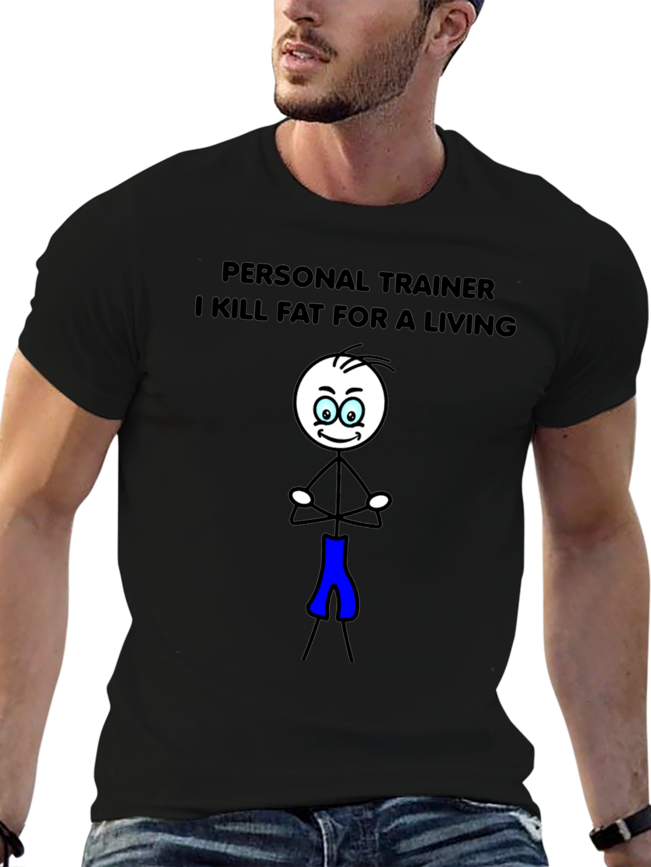 Personal Trainer Stick Figure Graphic T-Shirt