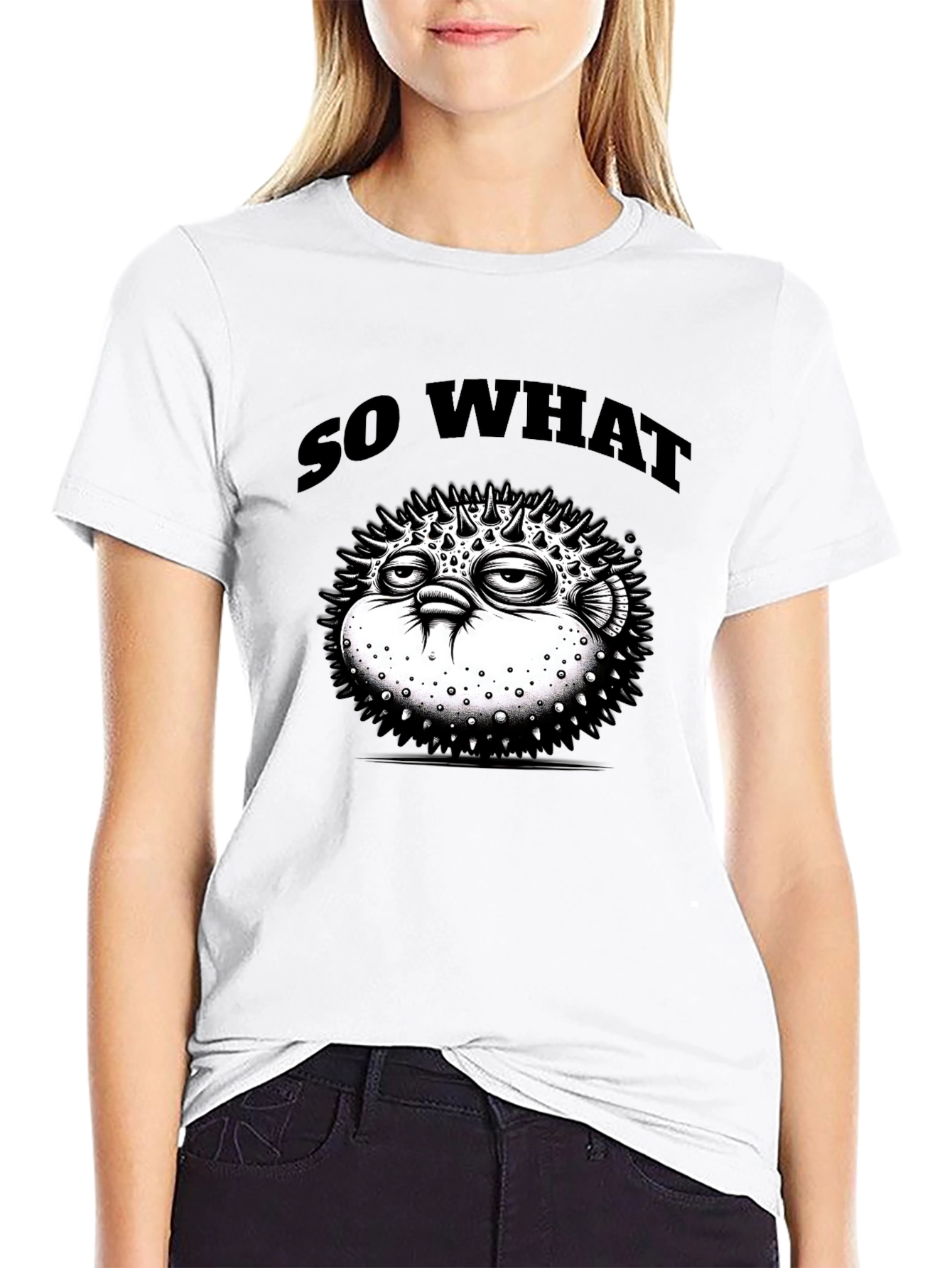 So What Pufferfish Graphic Black T-Shirt