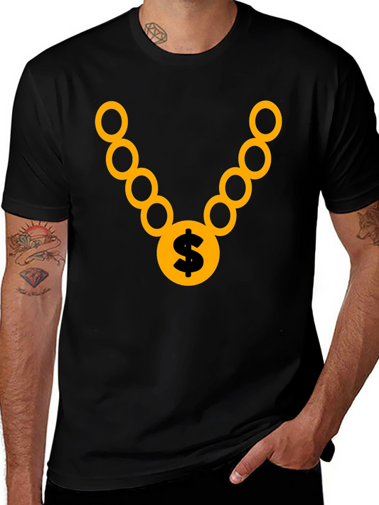 Gold Chain Graphic Tee - Stylish Black T-Shirt