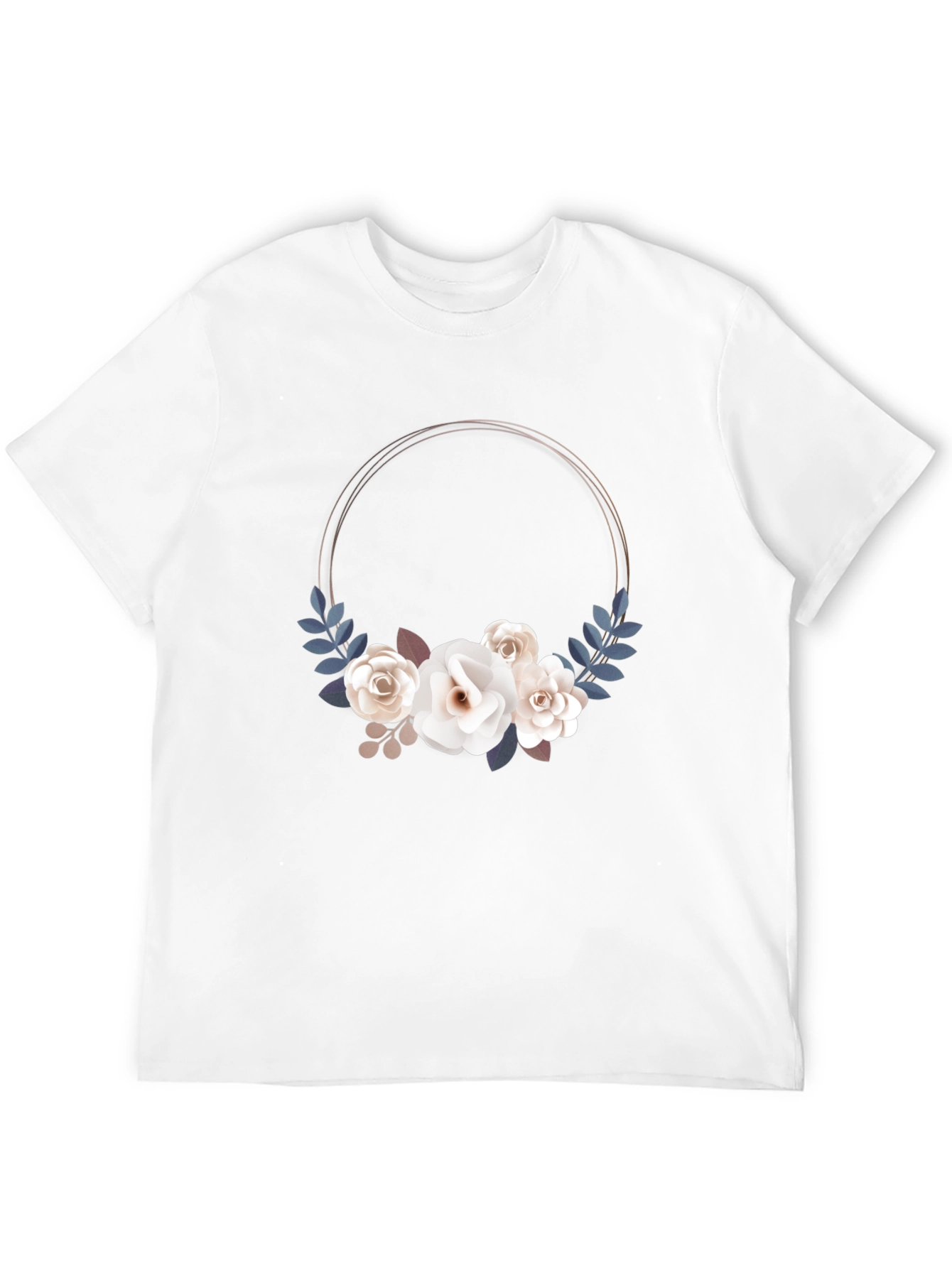 Floral Wreath Graphic Black T-Shirt