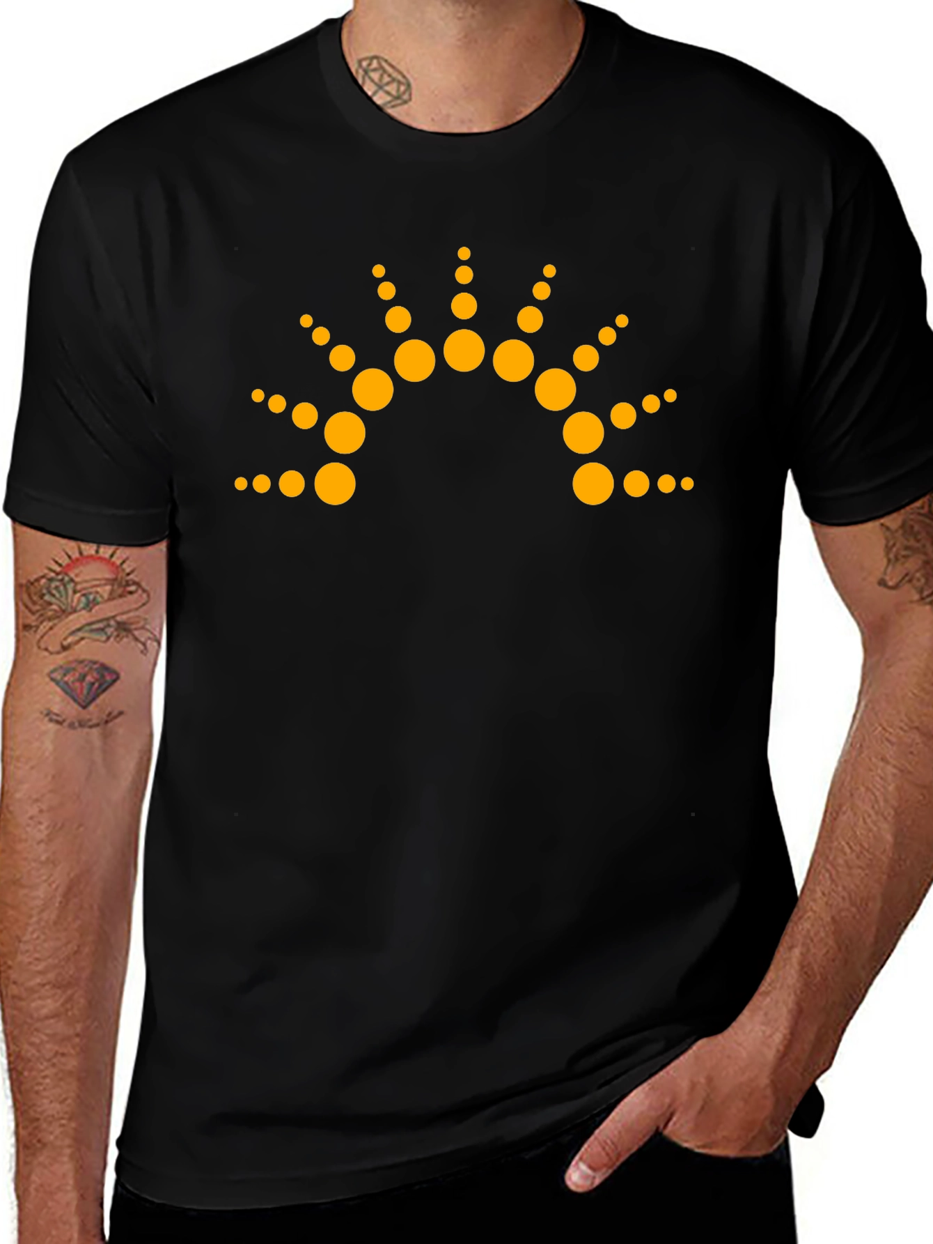 Abstract Sunburst Graphic Tee - Stylish Black T-Shirt