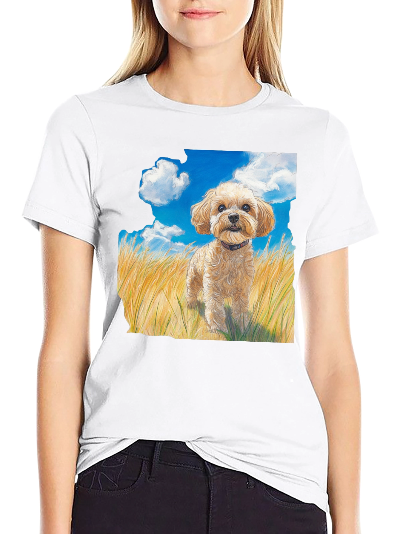 Dog in Field Graphic T-Shirt
