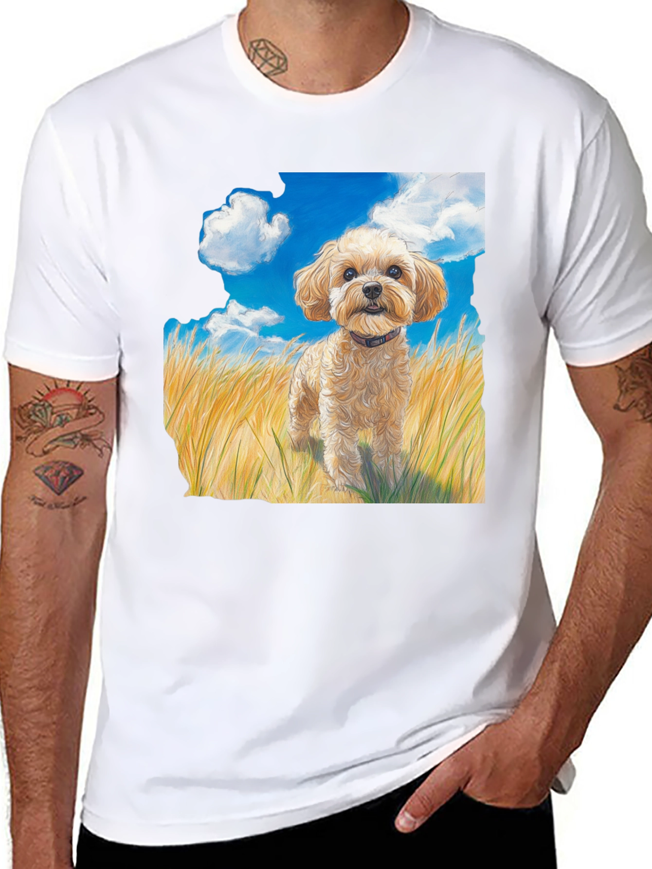Dog in Field Graphic T-Shirt