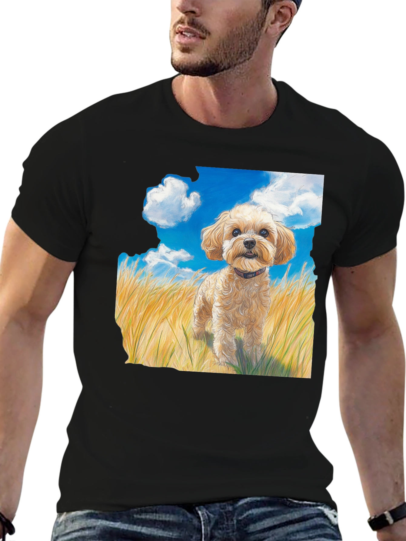 Dog in Field Graphic T-Shirt