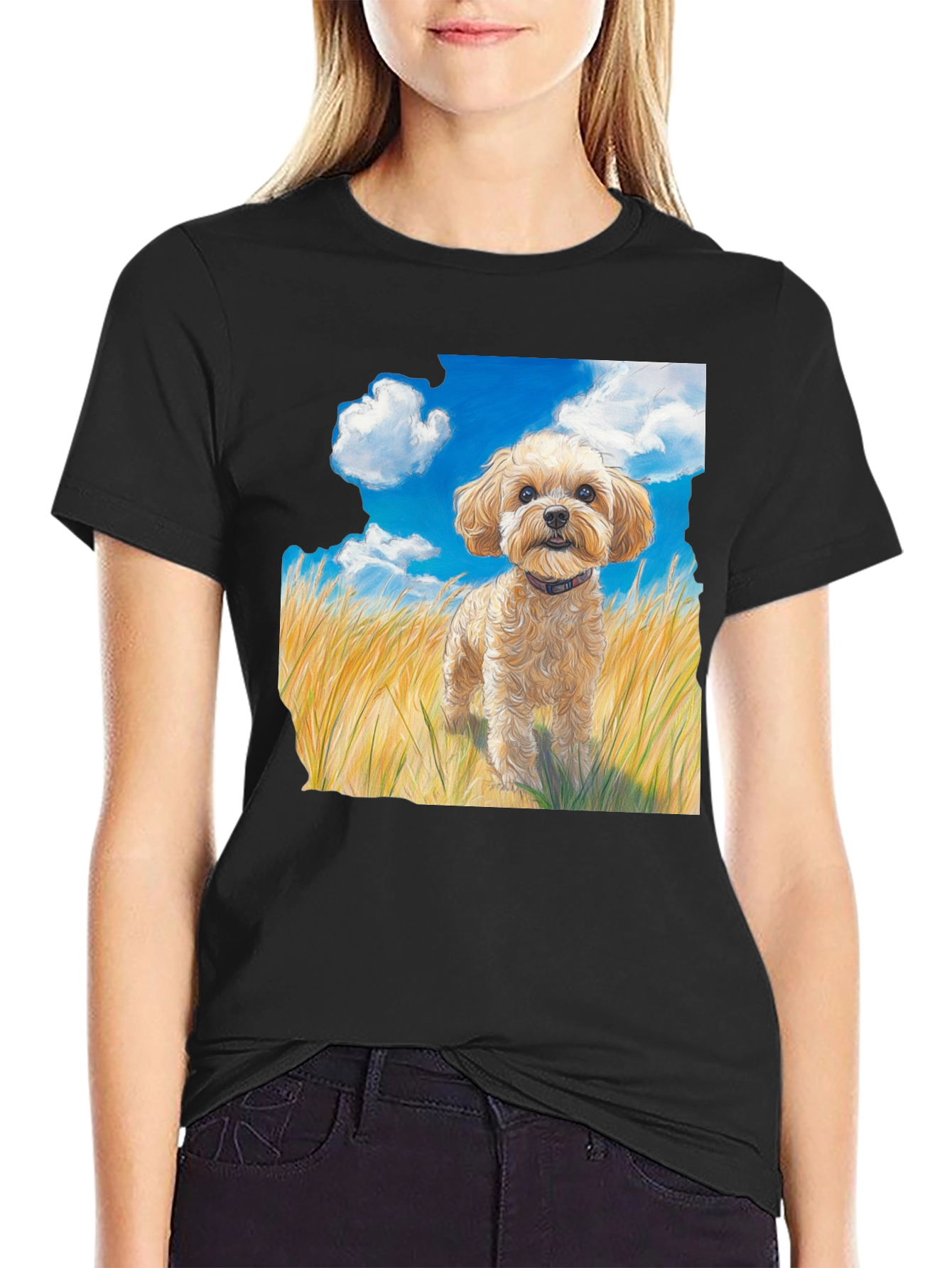 Dog in Field Graphic T-Shirt