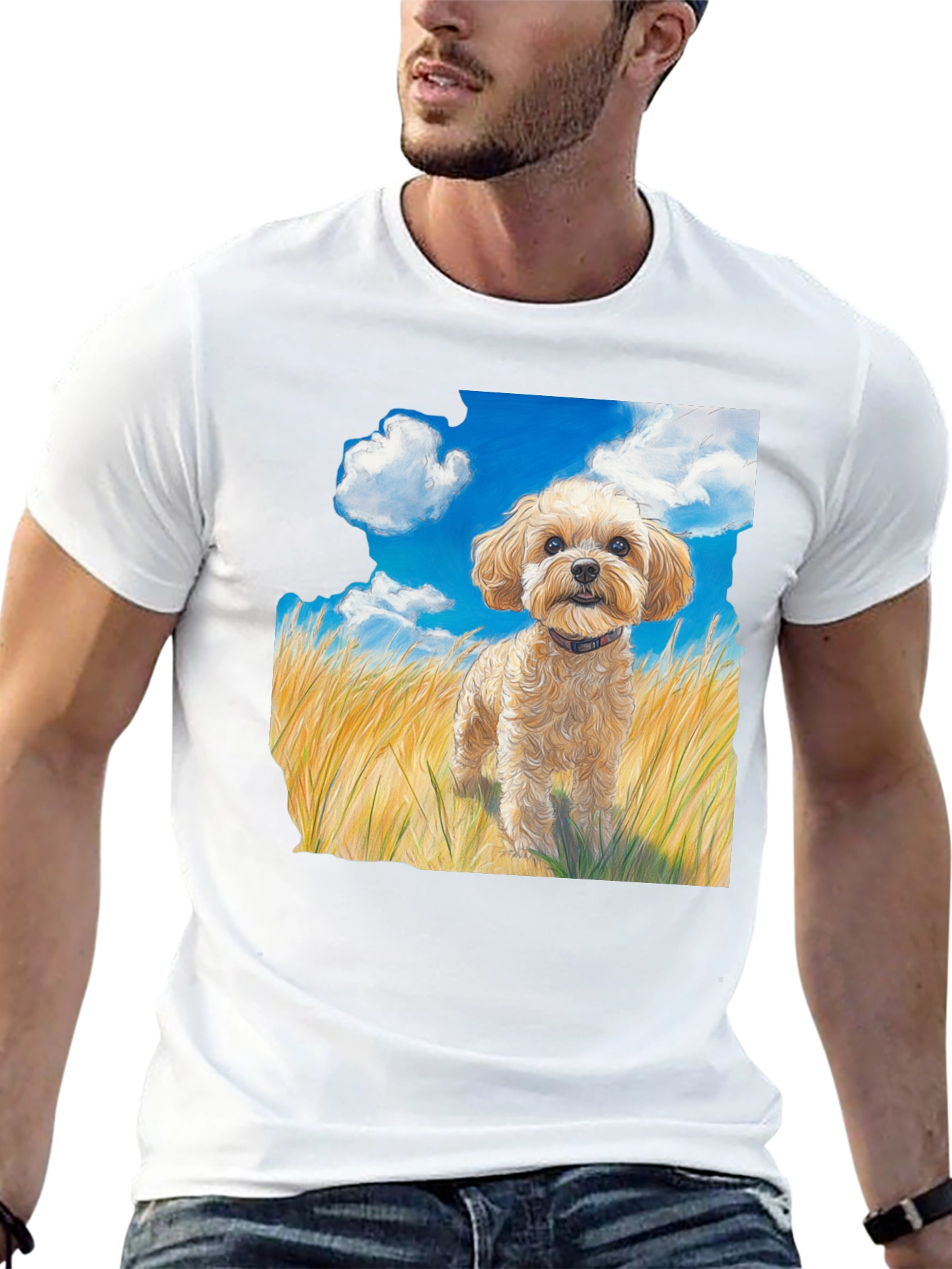 Dog in Field Graphic T-Shirt