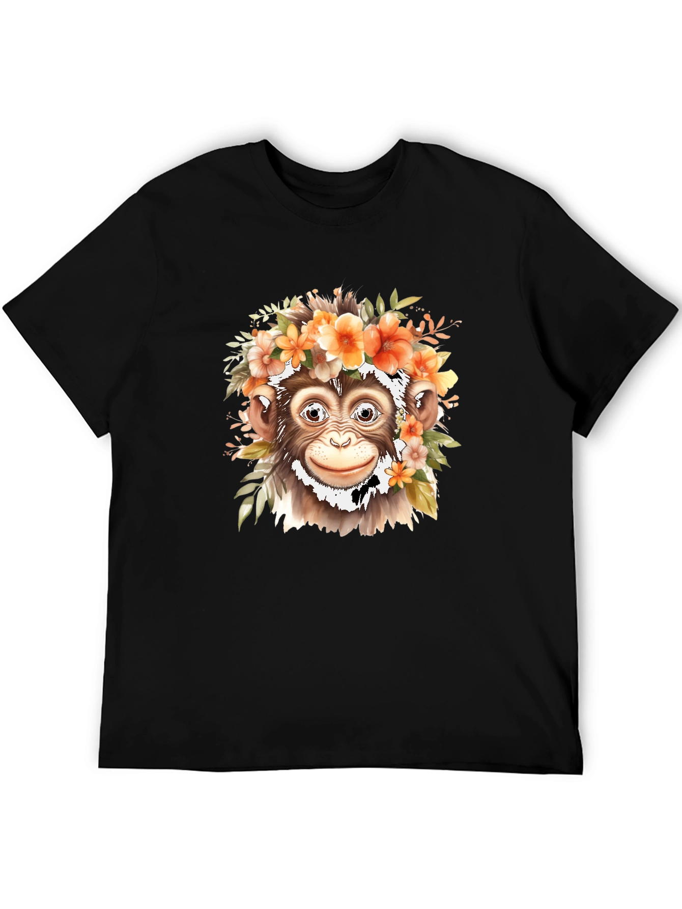 Floral Monkey Graphic Tee - Unique Animal Print
