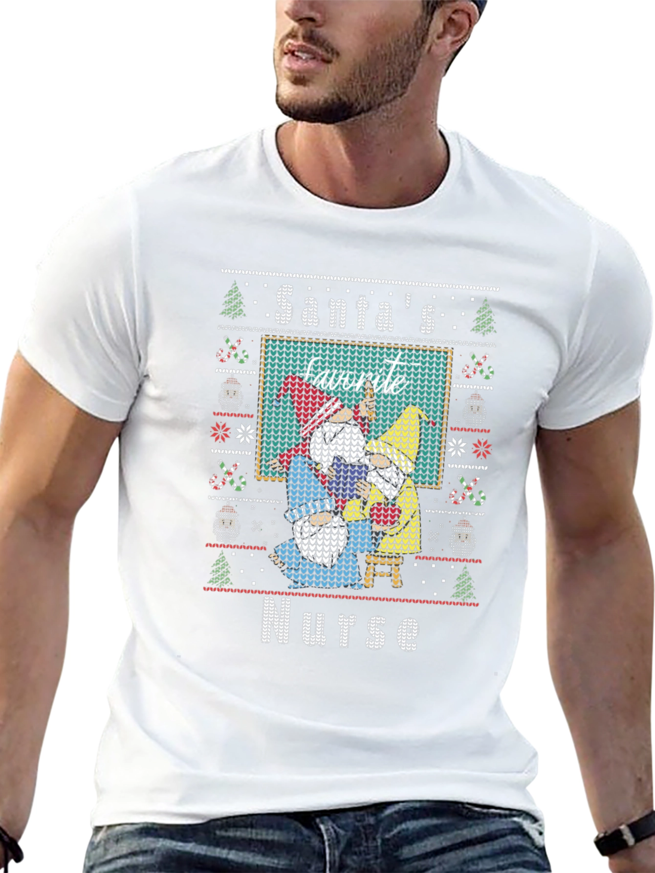 Santas Favorite Nurse Ugly Christmas T-Shirt