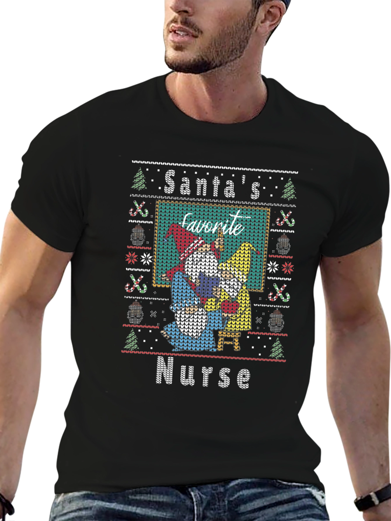 Santas Favorite Nurse Ugly Christmas T-Shirt