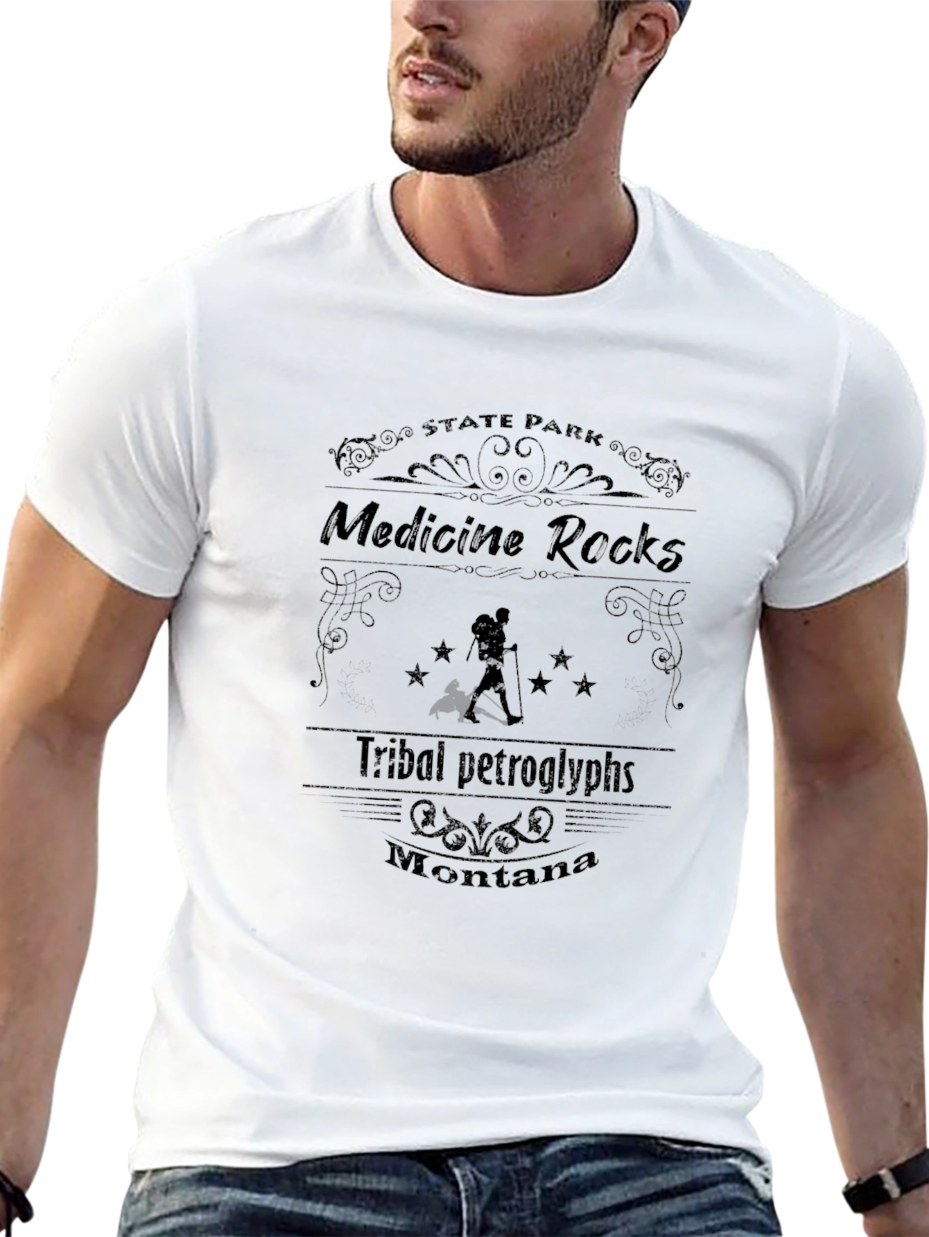 Medicine Rocks State Park Tribal Petroglyphs Black T-Shirt
