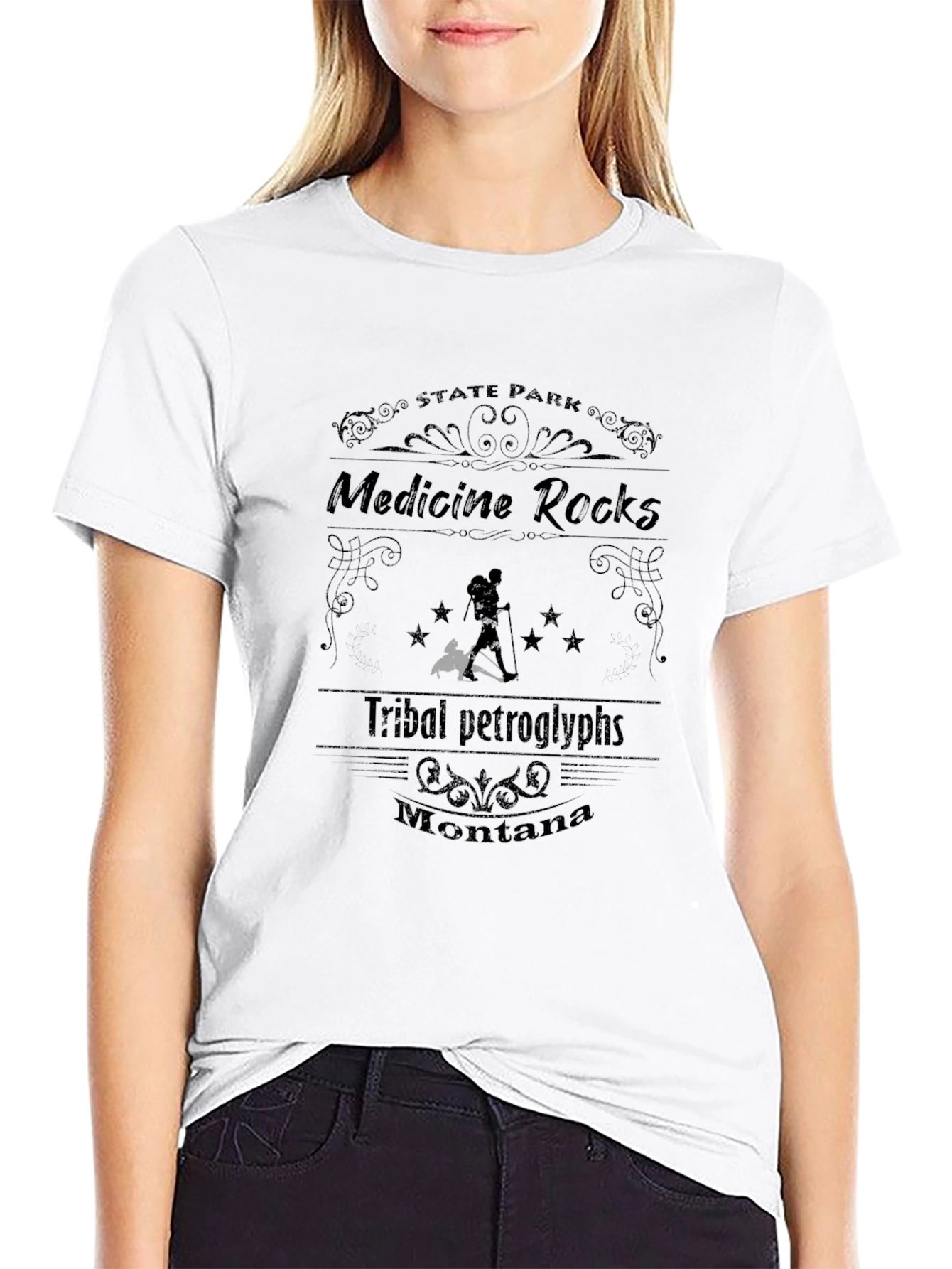 Medicine Rocks State Park Tribal Petroglyphs Black T-Shirt
