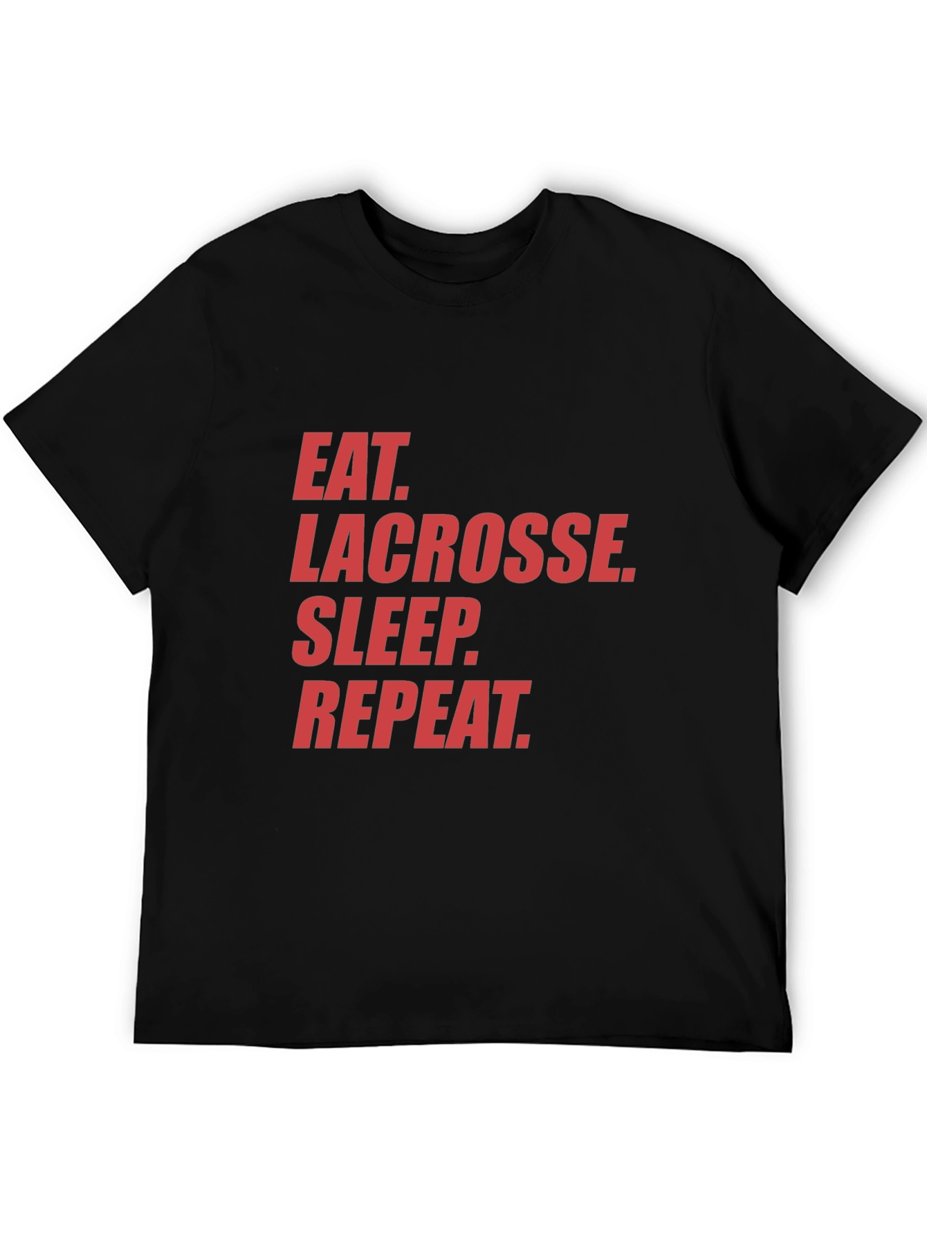 Eat Lacrosse Sleep Repeat Black Graphic Tee