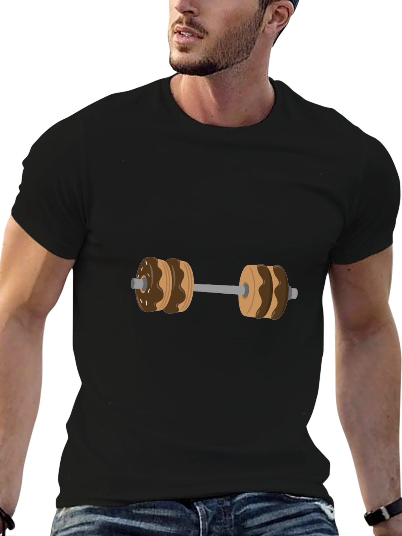 Donut Dumbbell Graphic Tee - Funny Workout Shirt