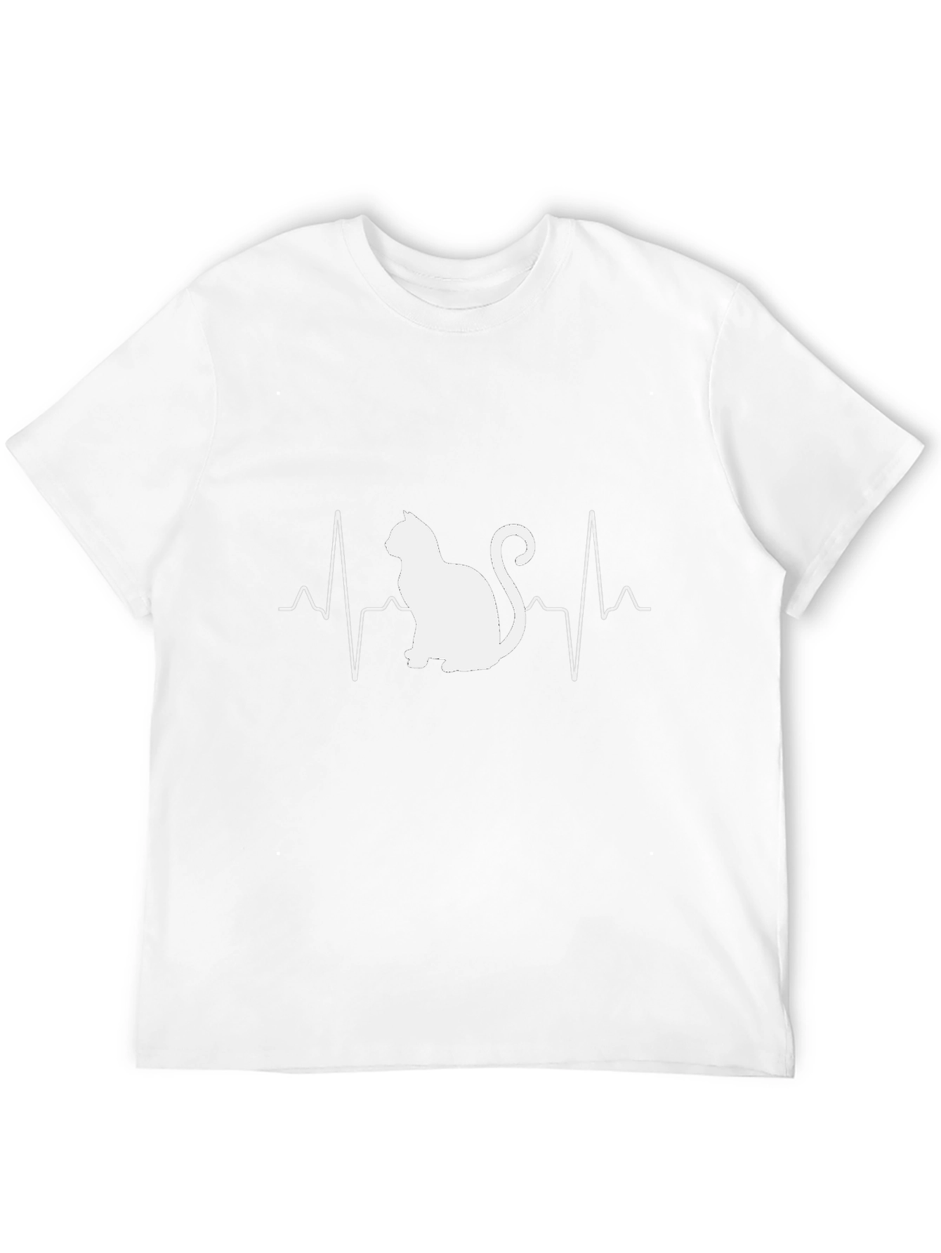 Cat Heartbeat Graphic Tee - Black