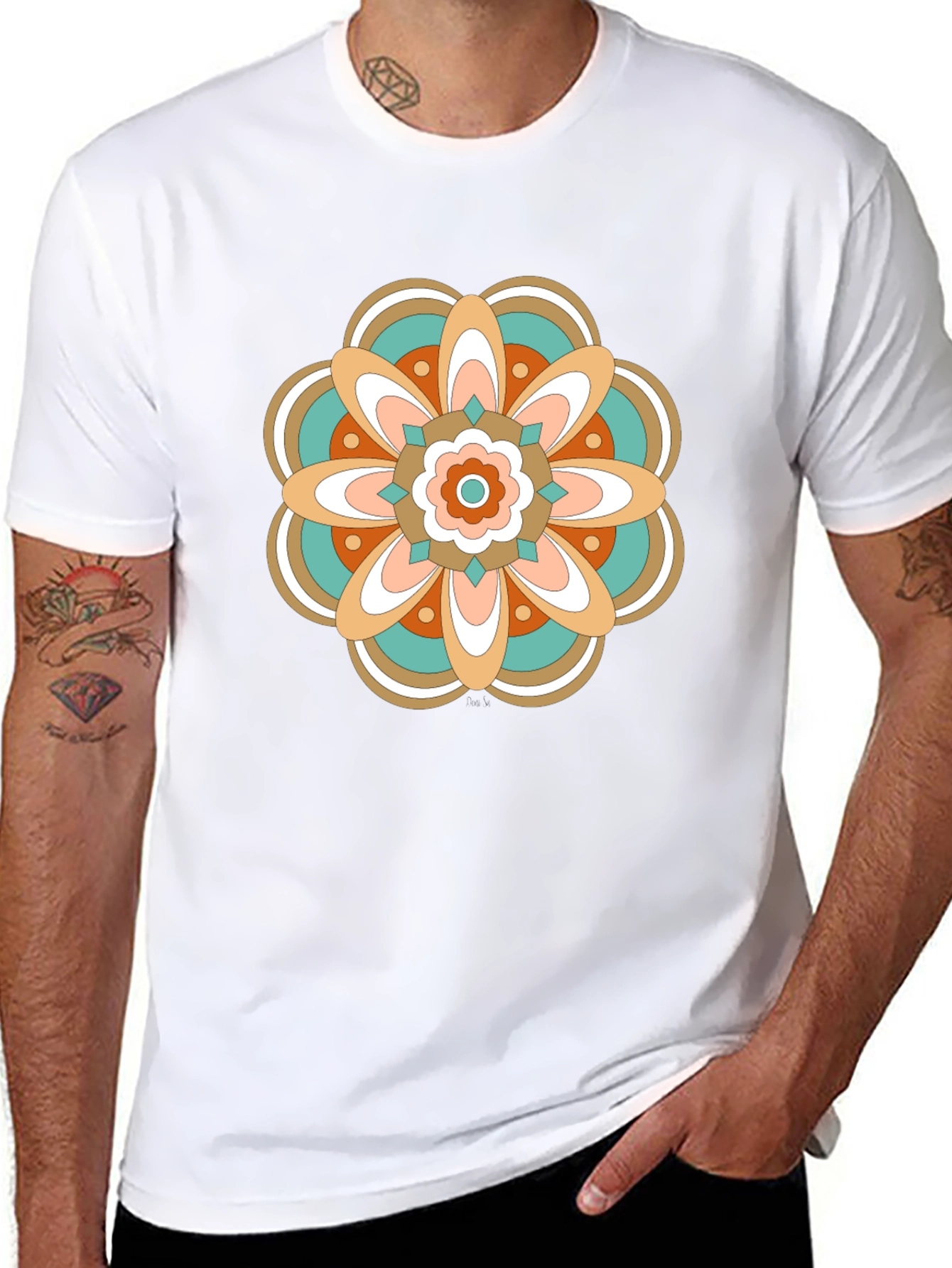 Retro Floral Mandala Graphic T-Shirt