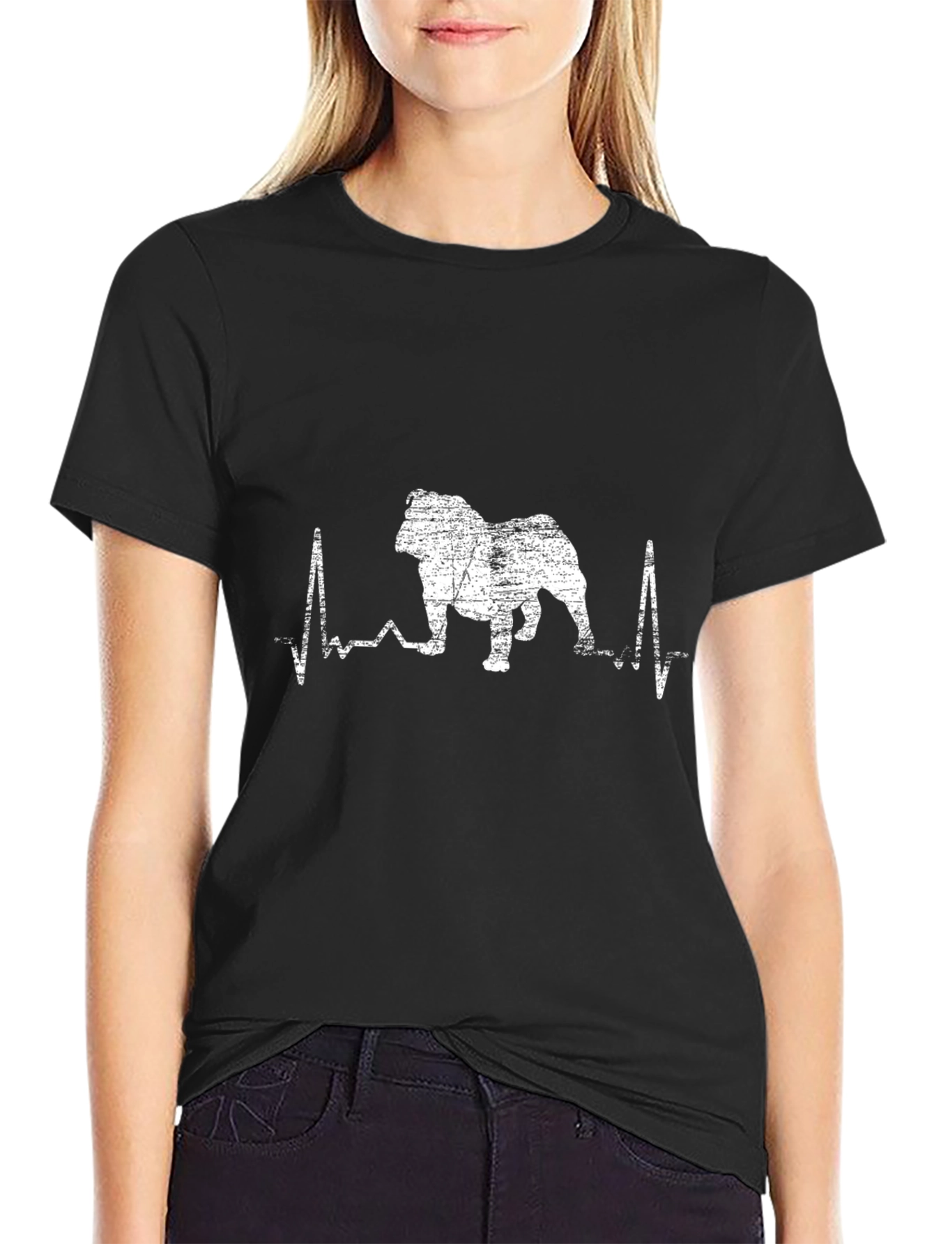 Bulldog Heartbeat T-Shirt - Black
