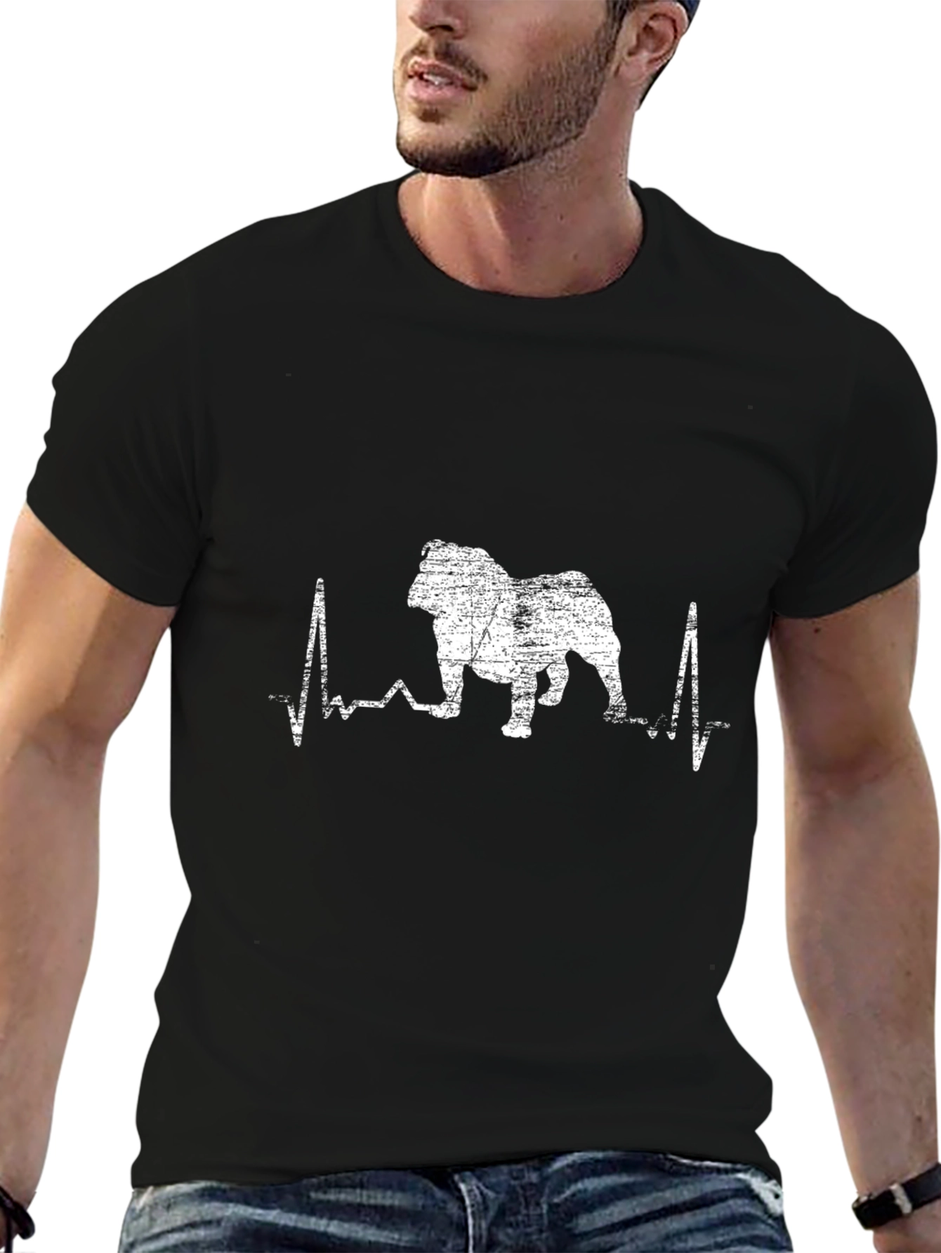 Bulldog Heartbeat T-Shirt - Black