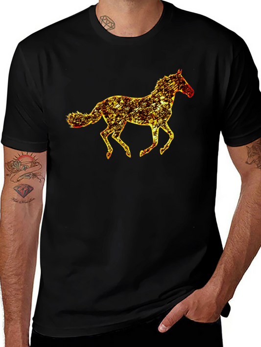 Black Horse Graphic Tee - Mens Casual T-Shirt