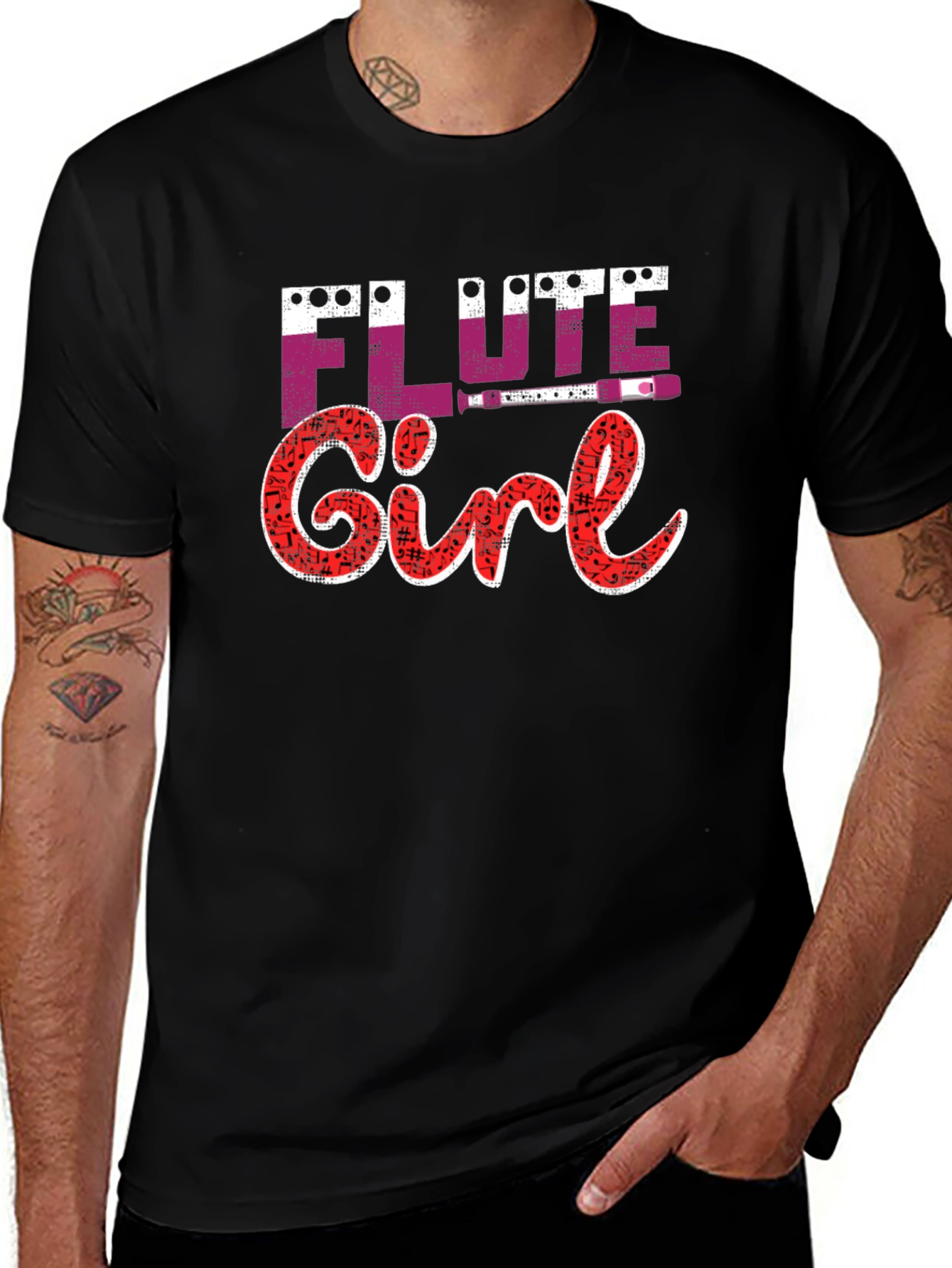 Flute Girl Graphic Tee - Music Lover Shirt