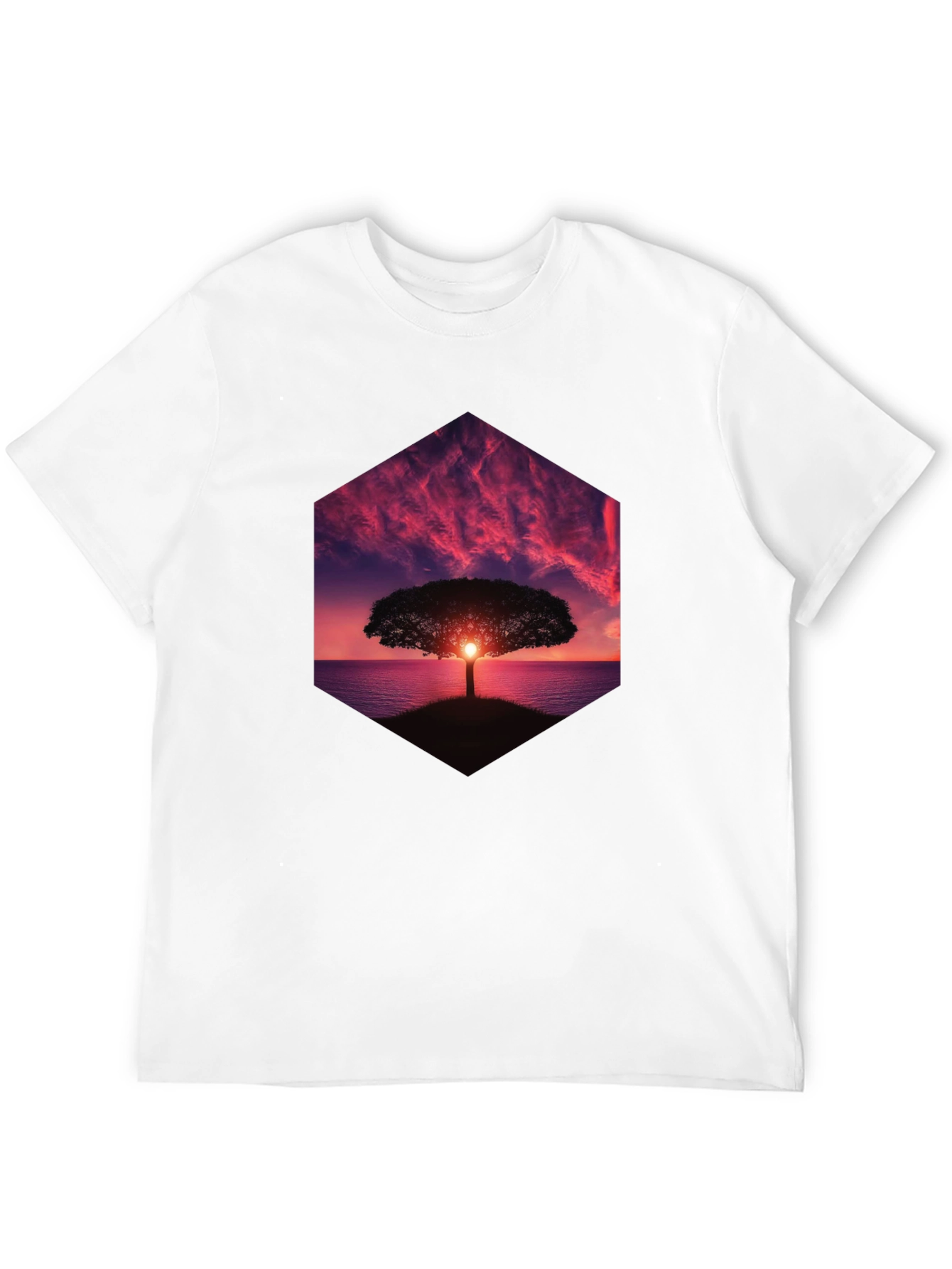 Sunset Tree Graphic Tee - Black Cotton Blend