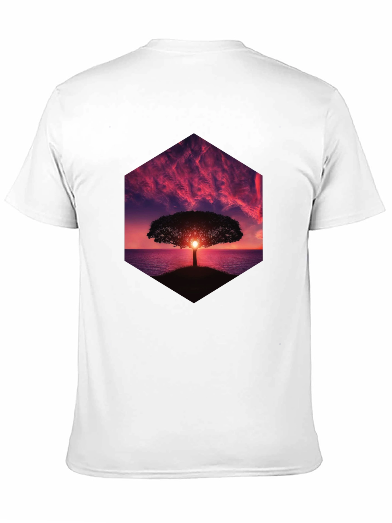 Sunset Tree Graphic Tee - Black Cotton Blend